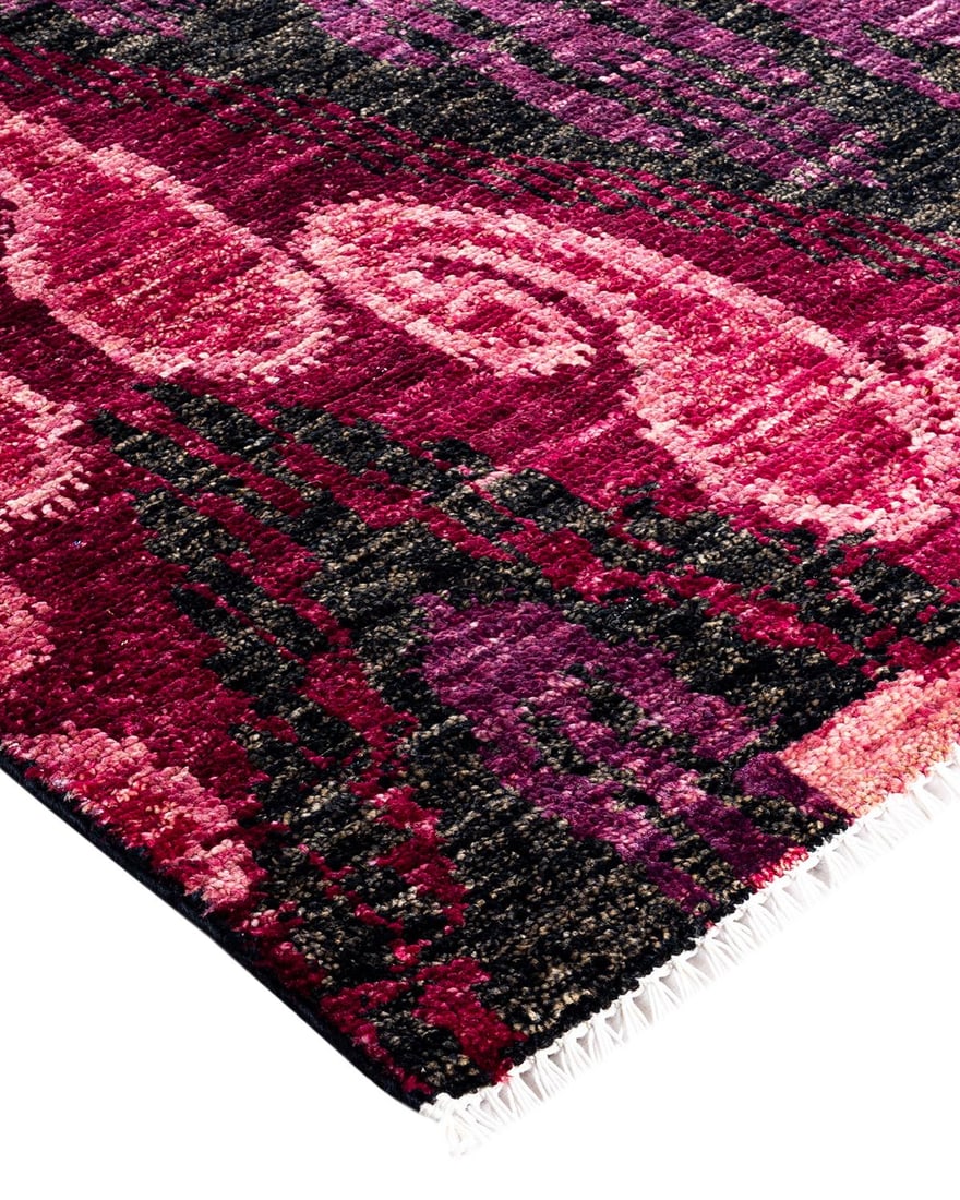 Modern, One-of-a-Kind Hand-Knotted Area Rug - Black, 4' 0" x 6' 0" - 2