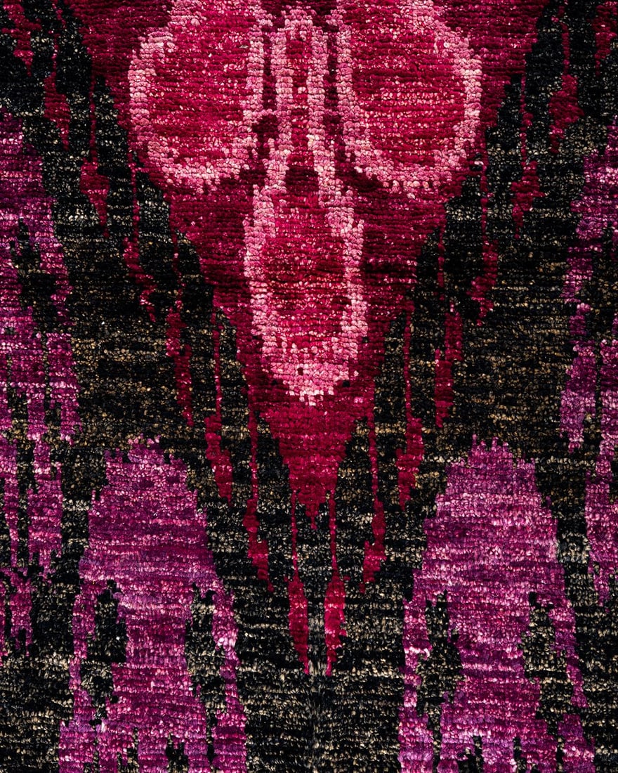 Modern, One-of-a-Kind Hand-Knotted Area Rug - Black, 4' 0" x 6' 0" - 3