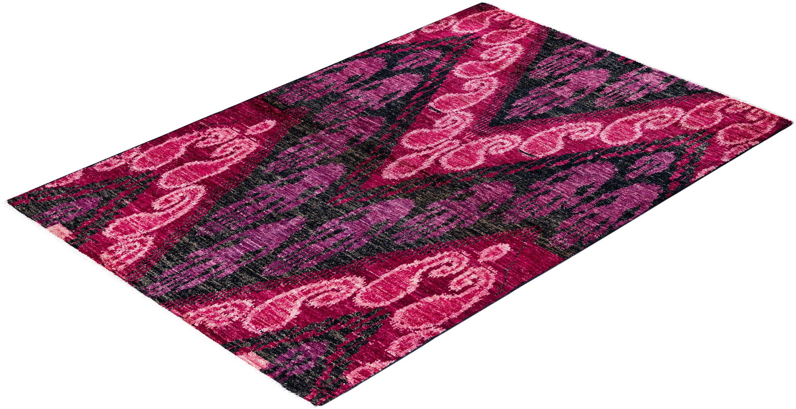 Modern, One-of-a-Kind Hand-Knotted Area Rug - Black, 4' 0" x 6' 0" - 8