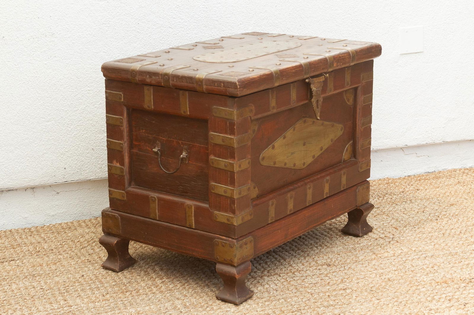 Vintage Teak & Brass Captian's Chest - 10