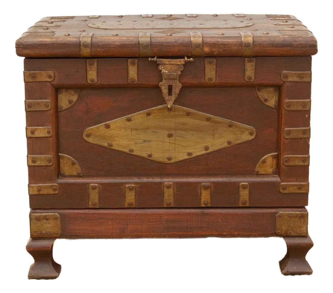 Vintage Teak & Brass Captian's Chest (1 of 11)