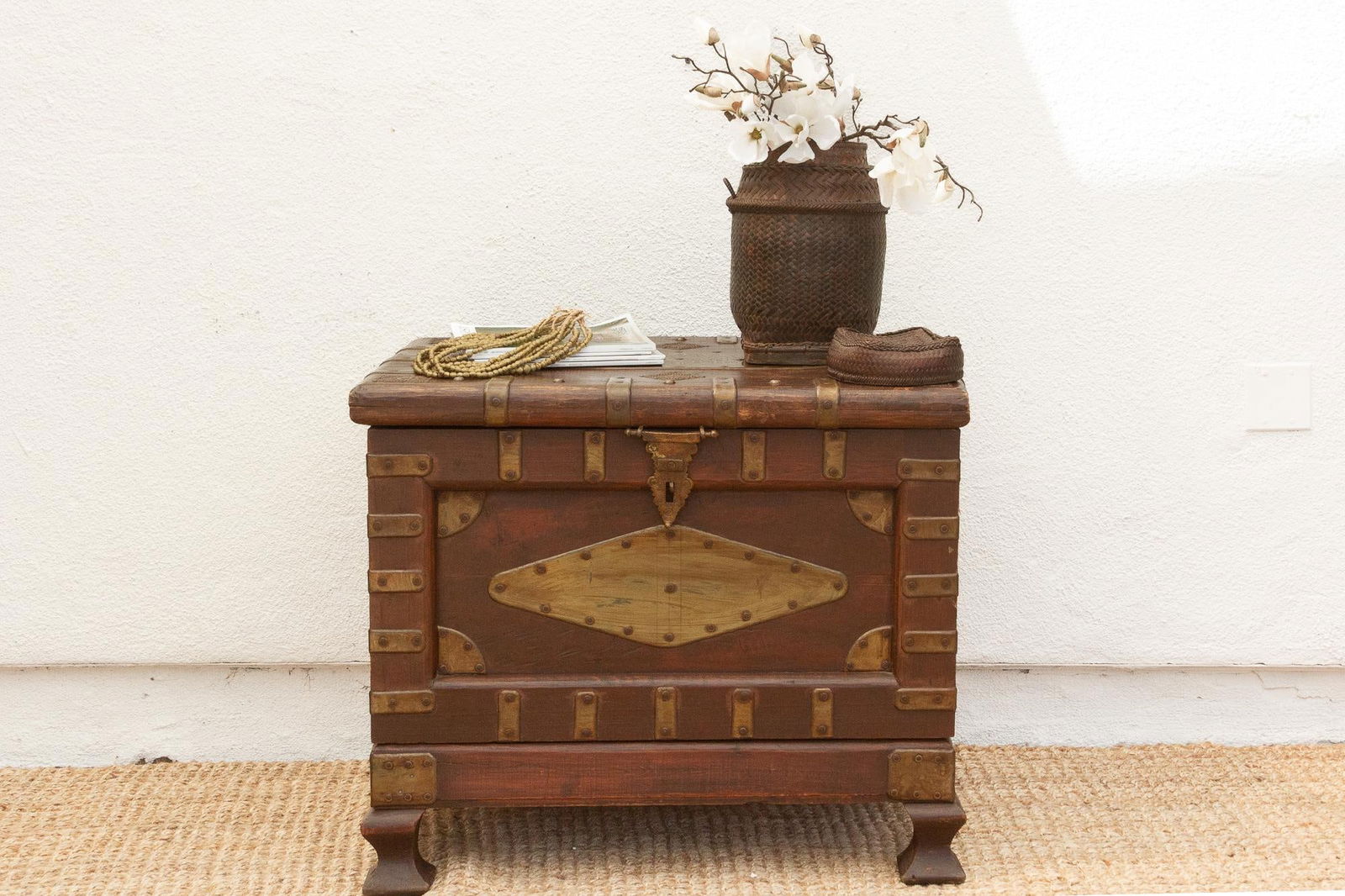 Vintage Teak & Brass Captian's Chest - 2