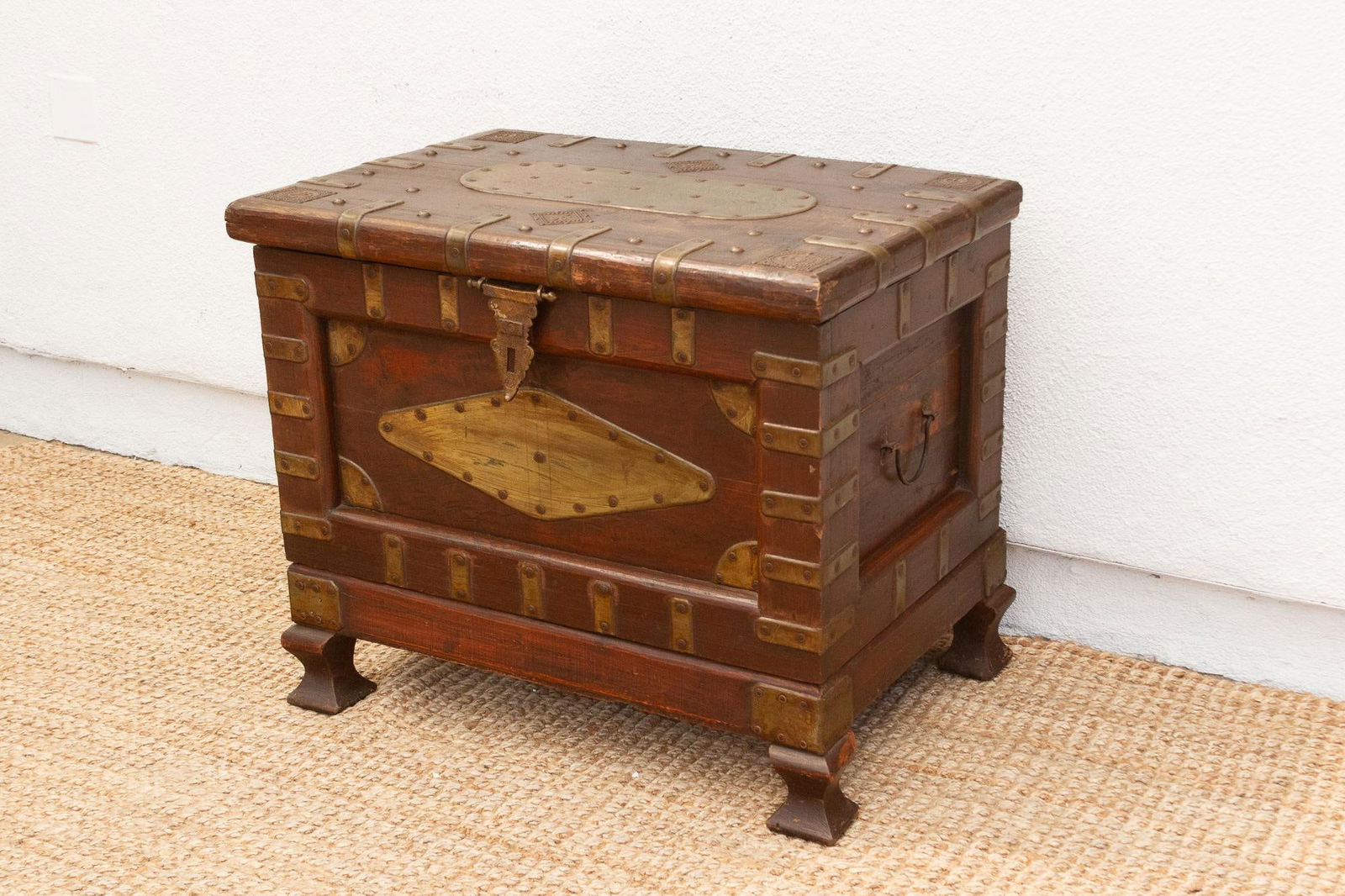 Vintage Teak & Brass Captian's Chest - 4