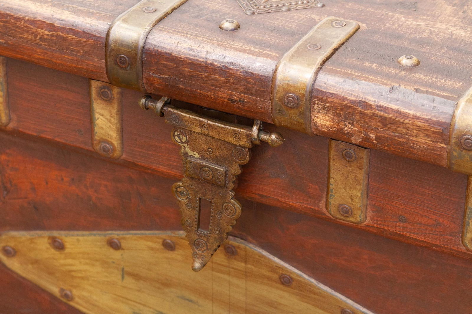 Vintage Teak & Brass Captian's Chest - 5