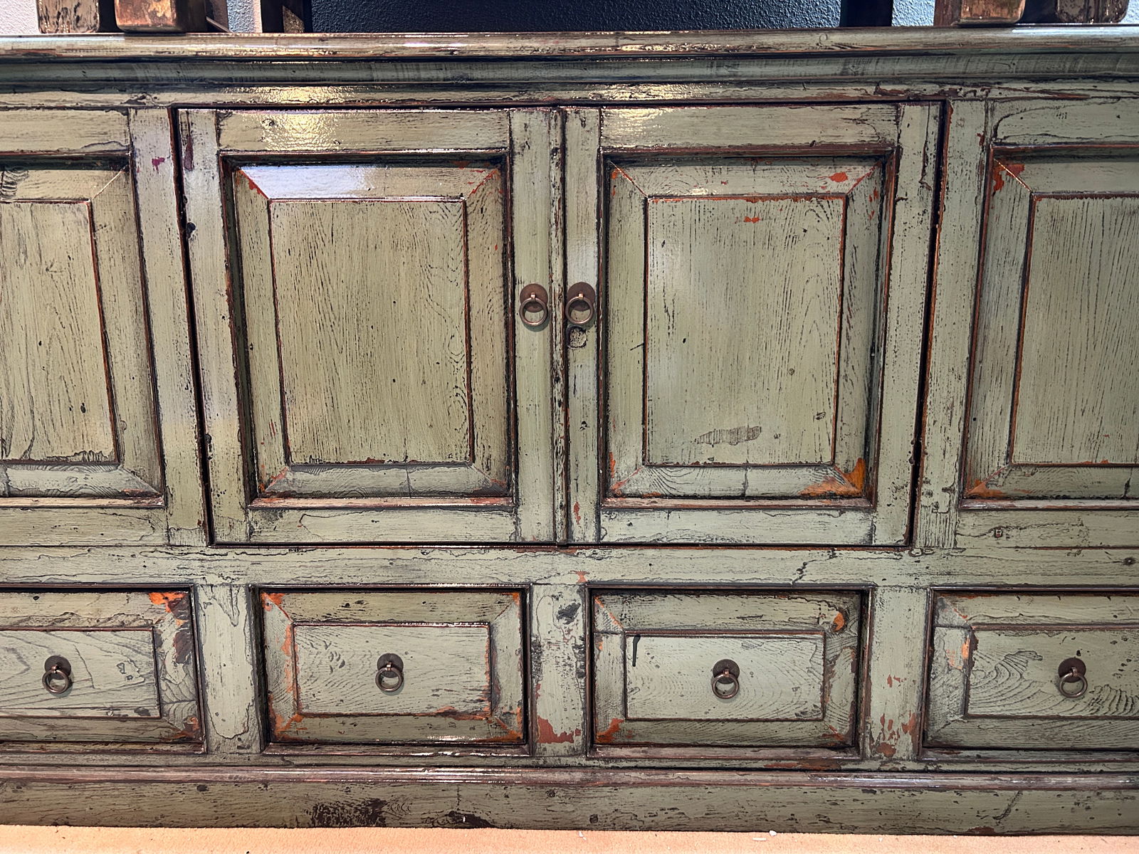 Distressed Gloss Gray 4 Doors Drawers Credenza Sideboard Console Cabinet - 7