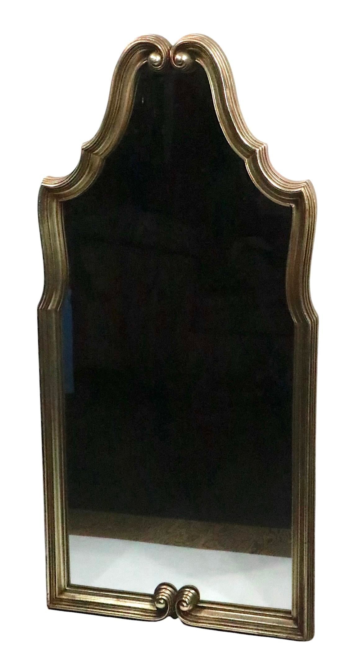 Hollywood Regency Faux Silver Gilt Wall Mirror C. 1970's by Turner - 10
