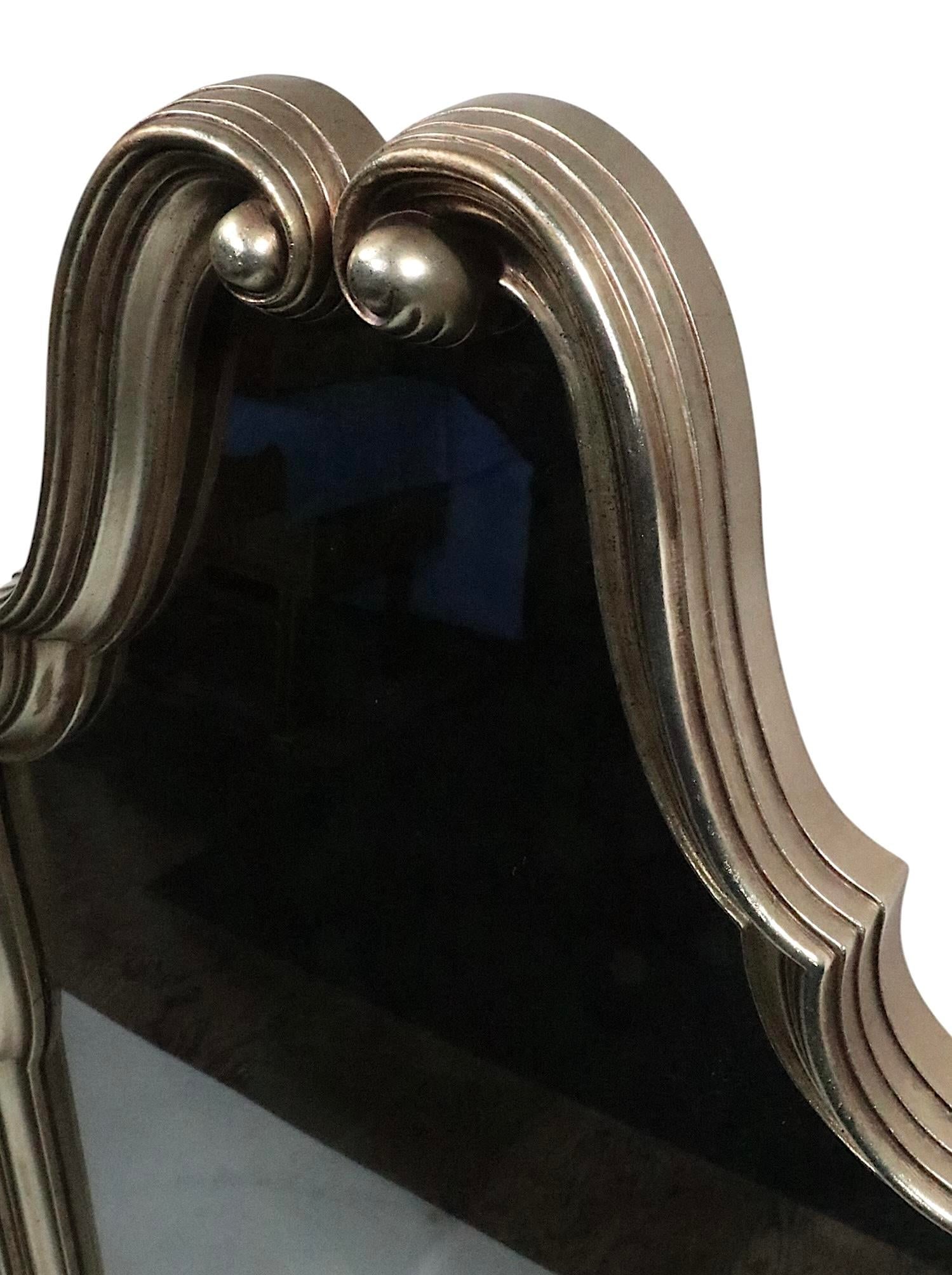 Hollywood Regency Faux Silver Gilt Wall Mirror C. 1970's by Turner - 11