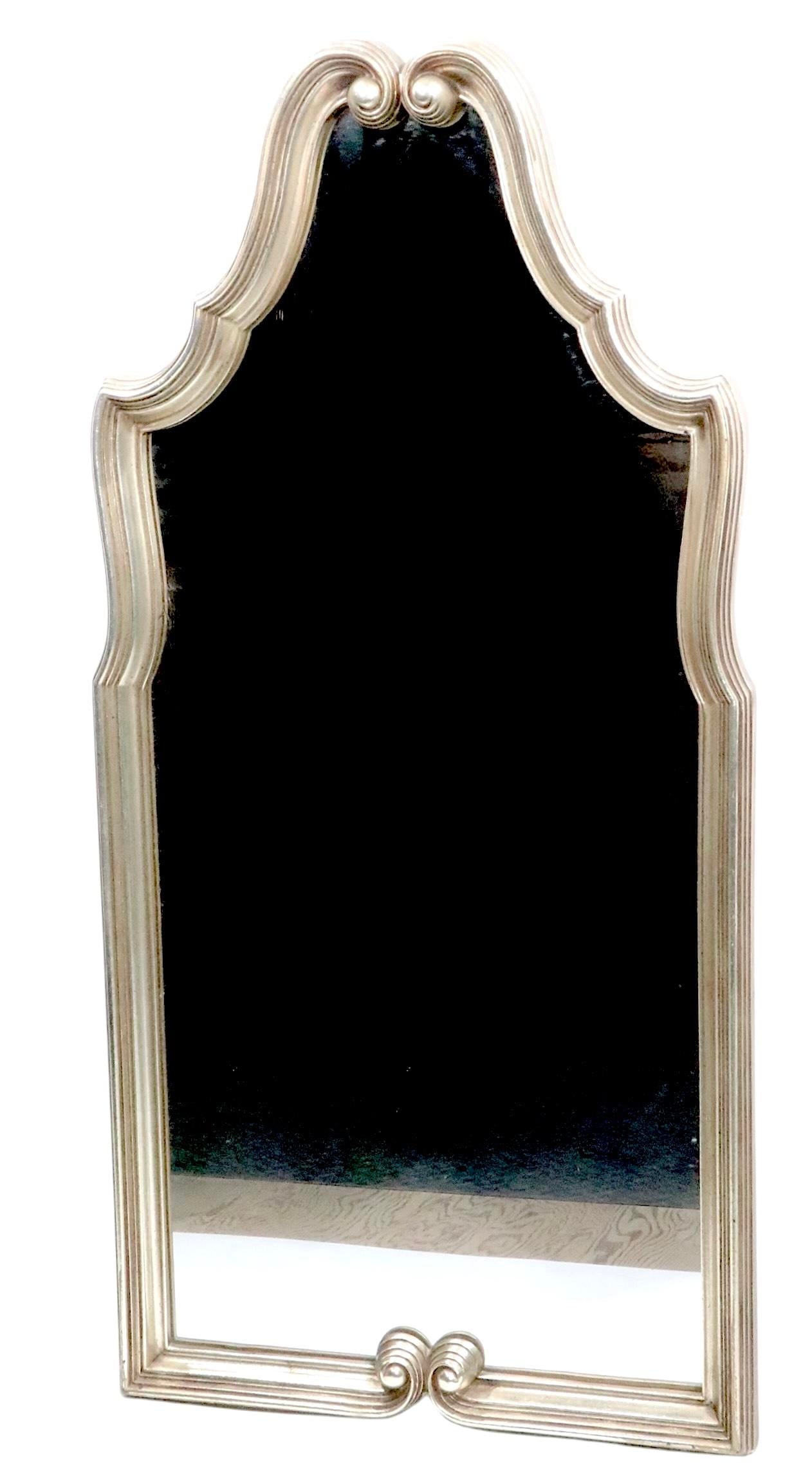 Hollywood Regency Faux Silver Gilt Wall Mirror C. 1970's by Turner - 8