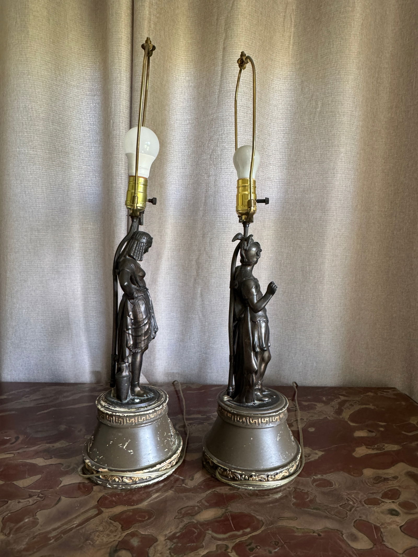 Vintage Victorian Statue Table Lamps - Set of Two - 3
