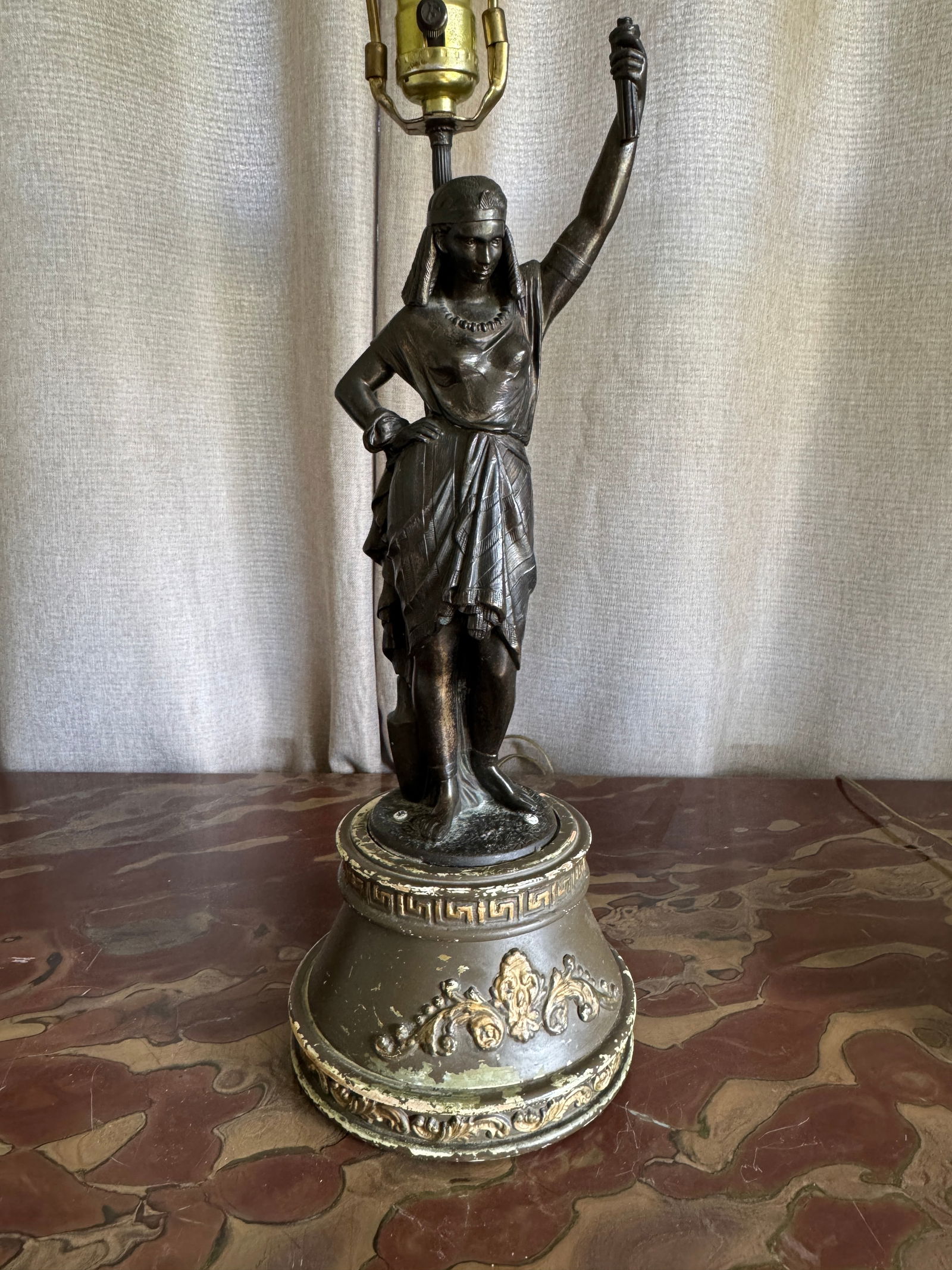 Vintage Victorian Statue Table Lamps - Set of Two - 6