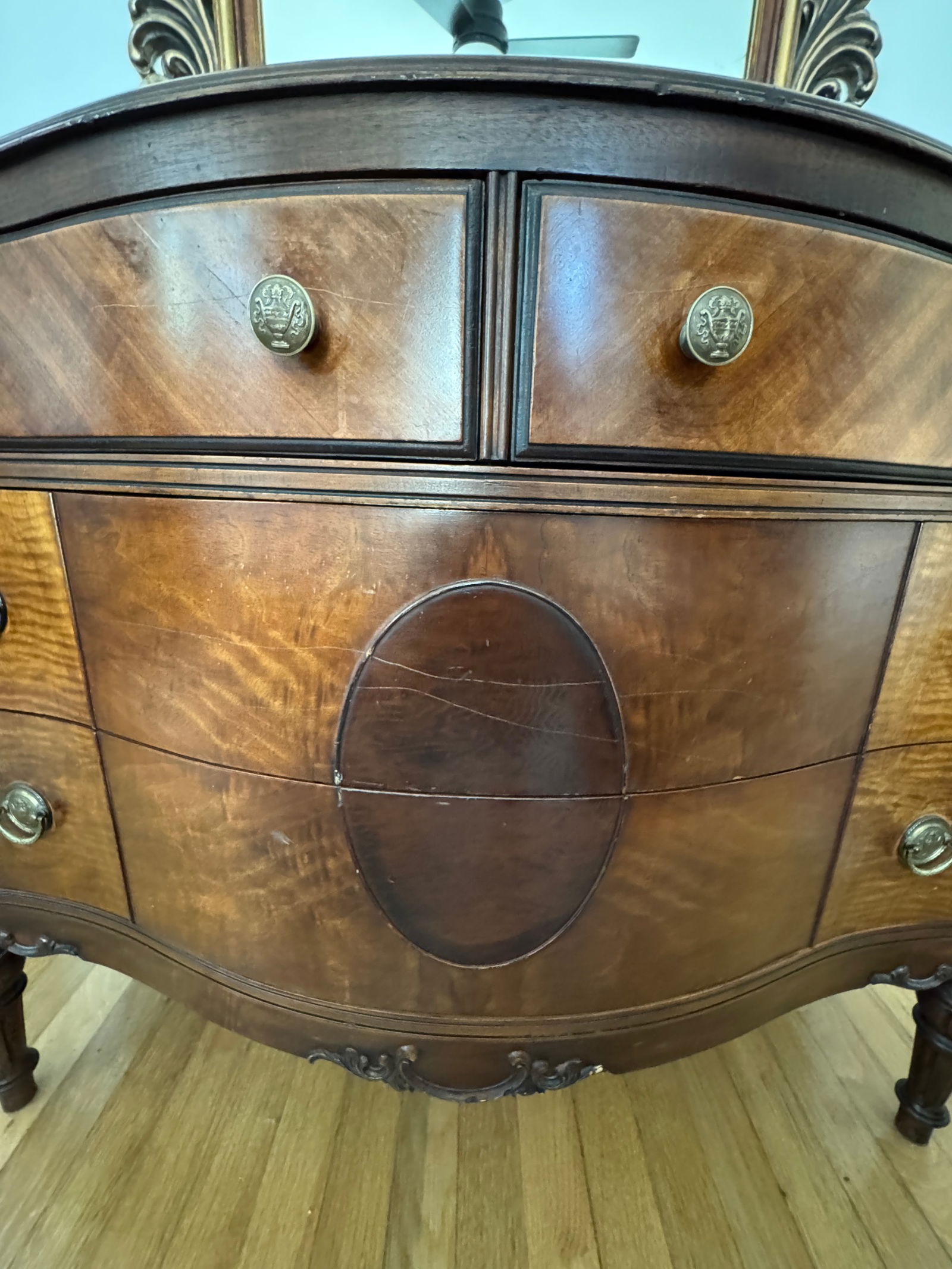 Antique Burled Walnut and Inlaid Marquetry Dresser Chest of Drawers - 3