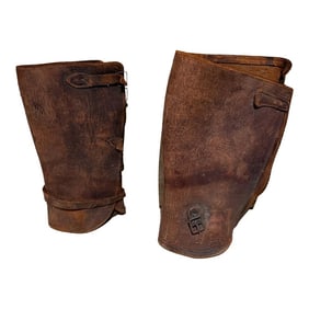 Vintage Horse-Riding Military Chaps Distressed Leather