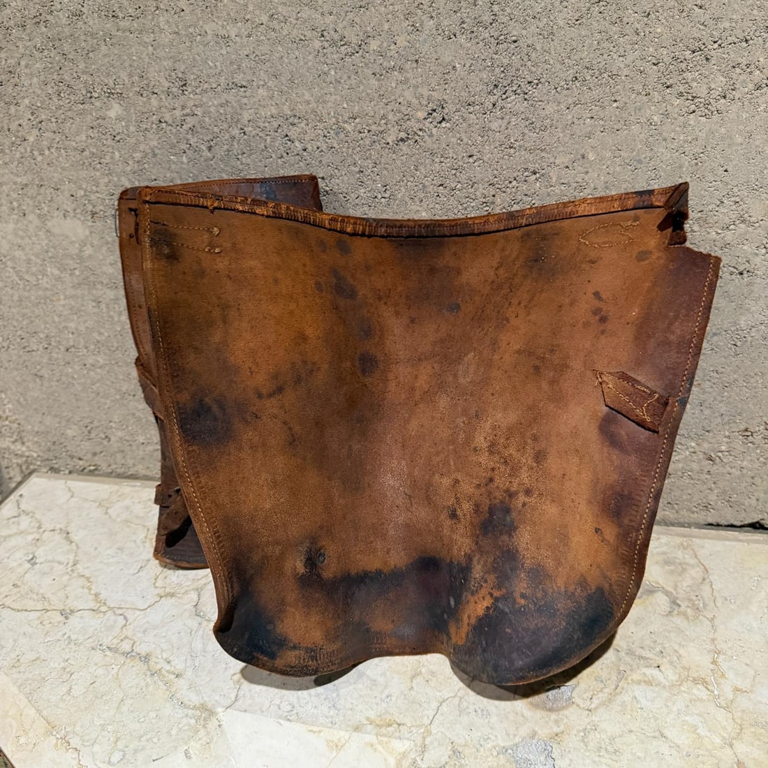 Vintage Horse-Riding Military Chaps Distressed Leather - 6