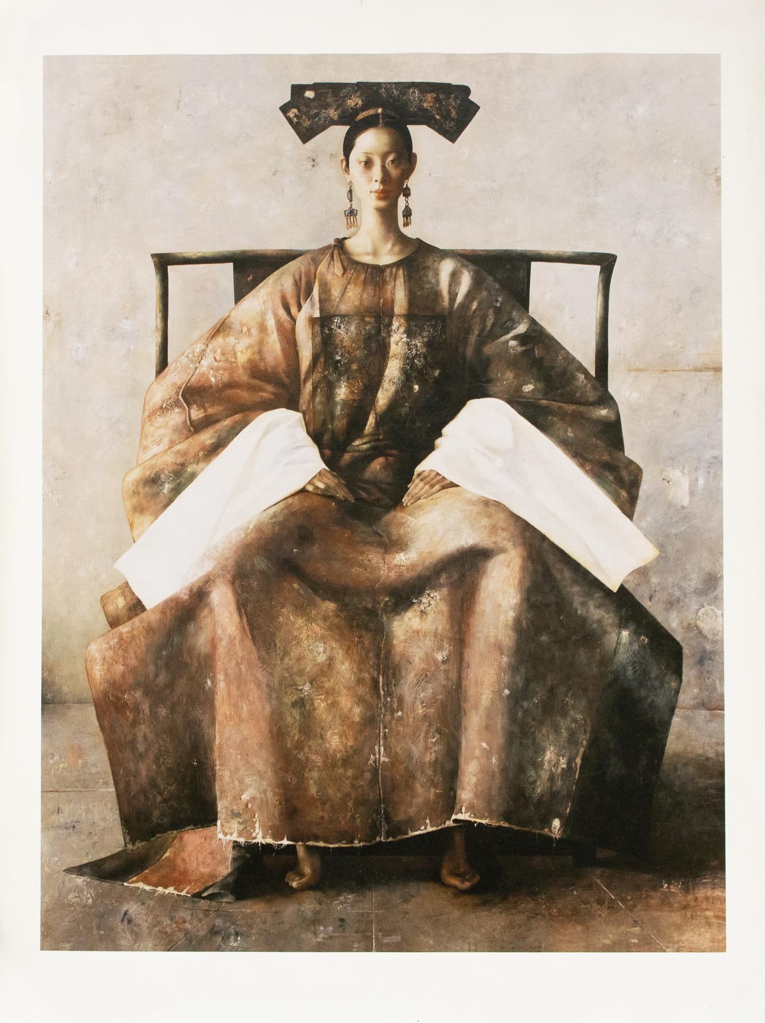 Large C. 2000s After Lu Jian Jun, Portrait of a Woman Seated on a Chair, Print on Canvas - 10