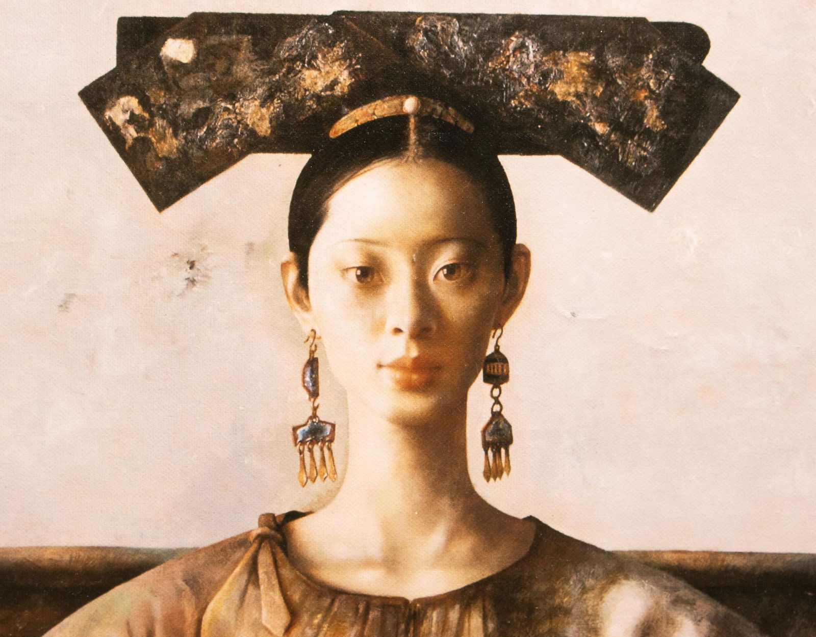 Large C. 2000s After Lu Jian Jun, Portrait of a Woman Seated on a Chair, Print on Canvas - 7