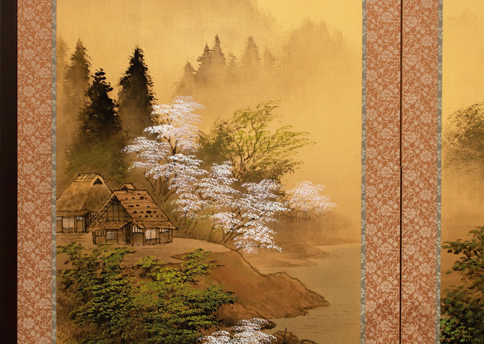 1960s ShÅwa Era Japanese Painted Byobu Silk Screen "Four Seasons" - 2