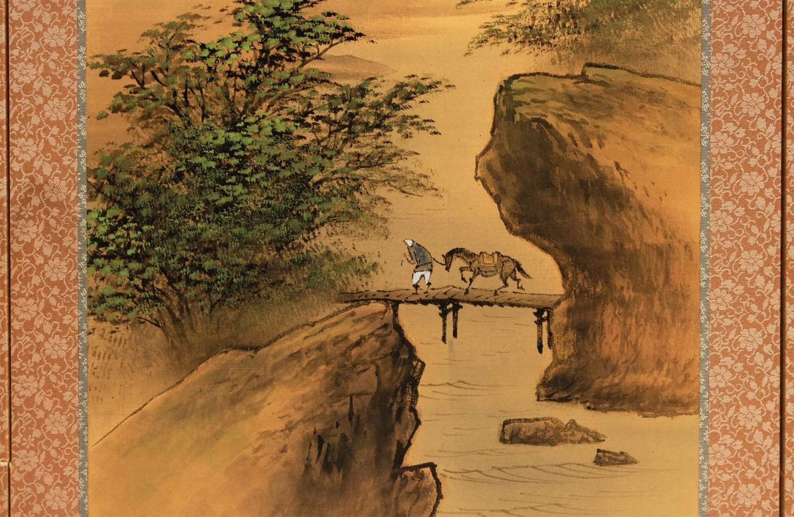 1960s ShÅwa Era Japanese Painted Byobu Silk Screen "Four Seasons" - 3