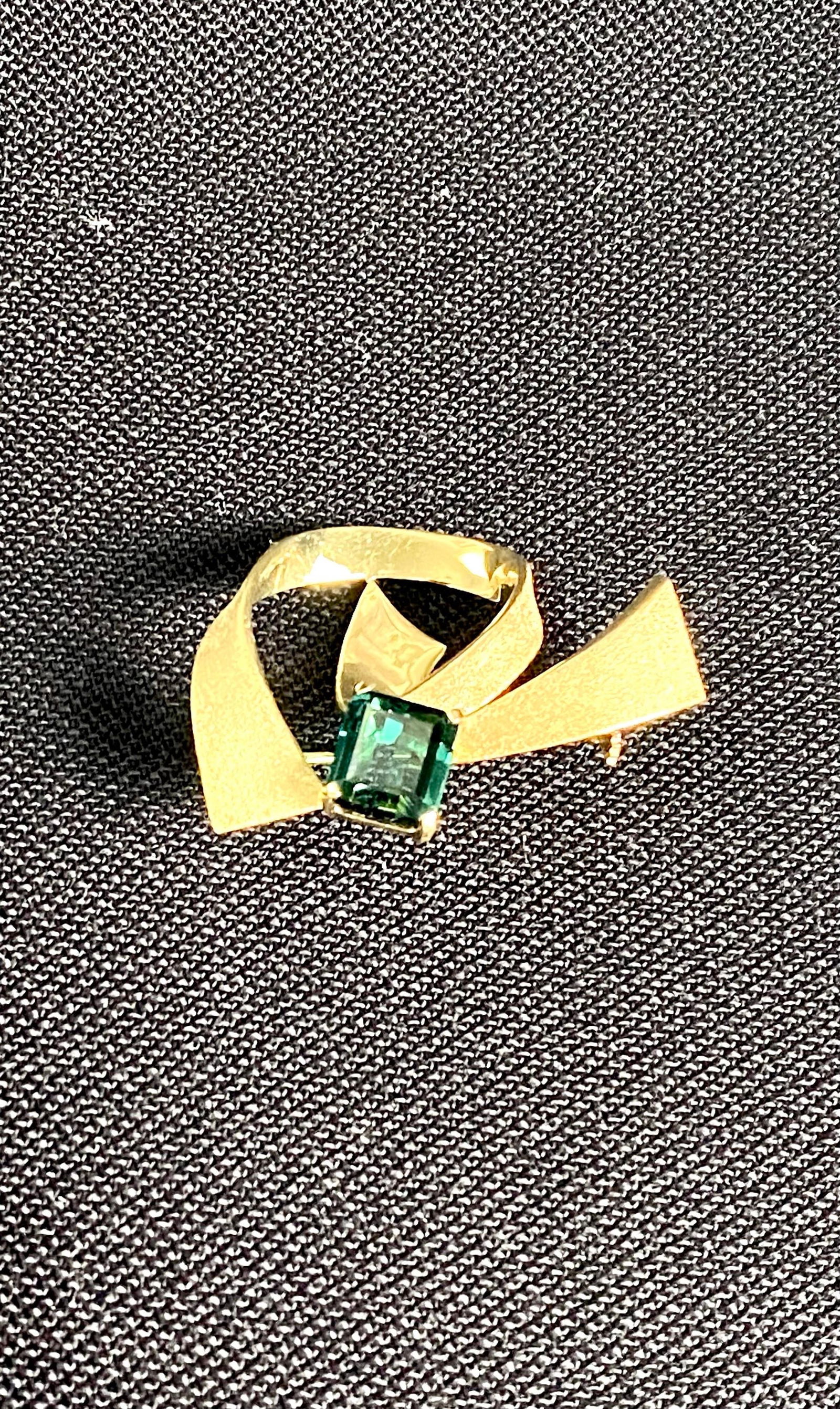 1990s H. Stern Mid-Century 18k Gold Blue-Green Tourmaline Modernist Brooch Pendant - 9