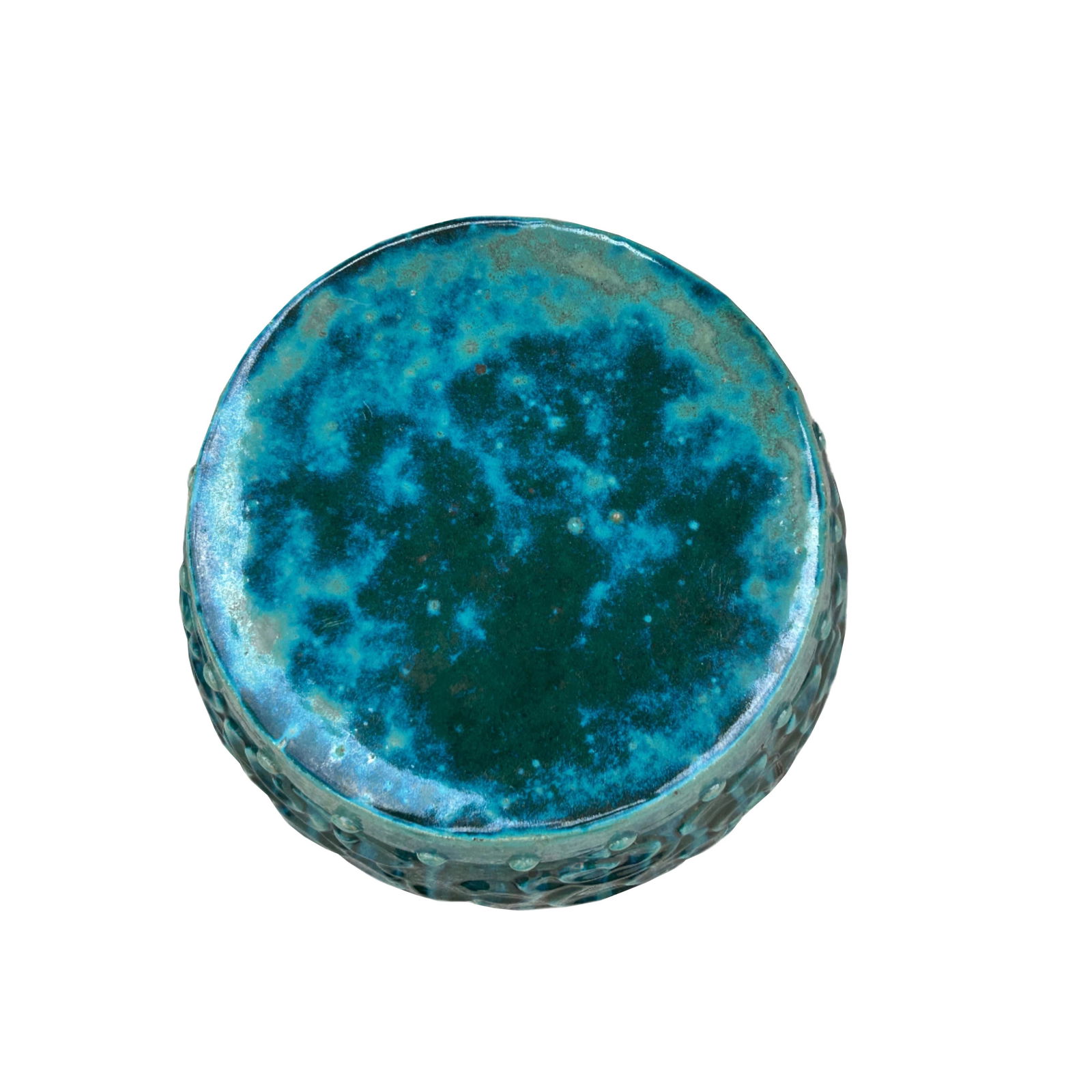 Green Teal Turquoise Swirl Cloud Pattern Round Ceramic Stool Table - 9
