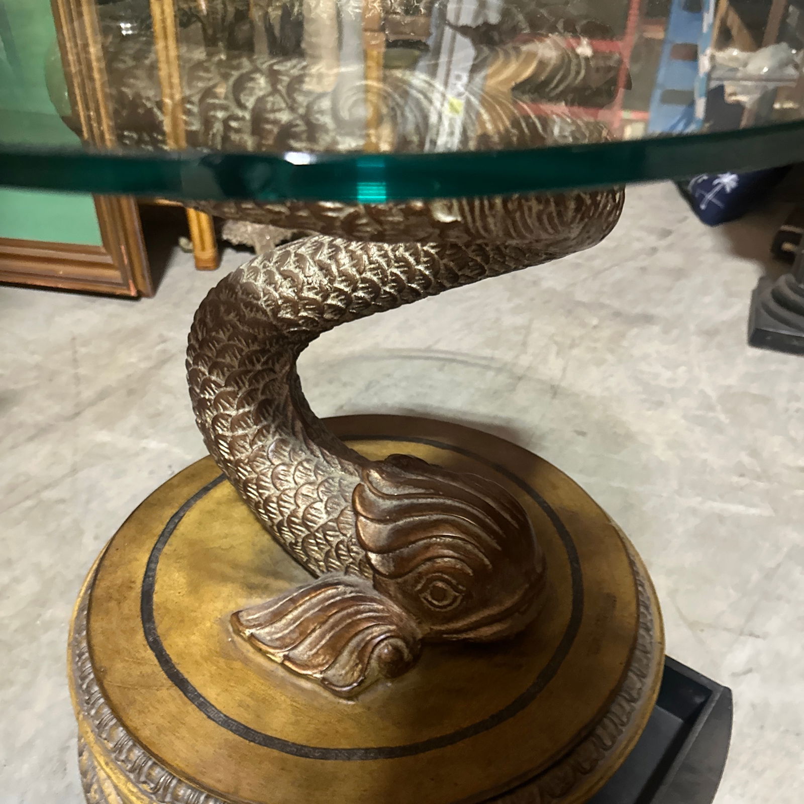 1970s Dolphin Koi Baroque Side Table With Drawer - 3