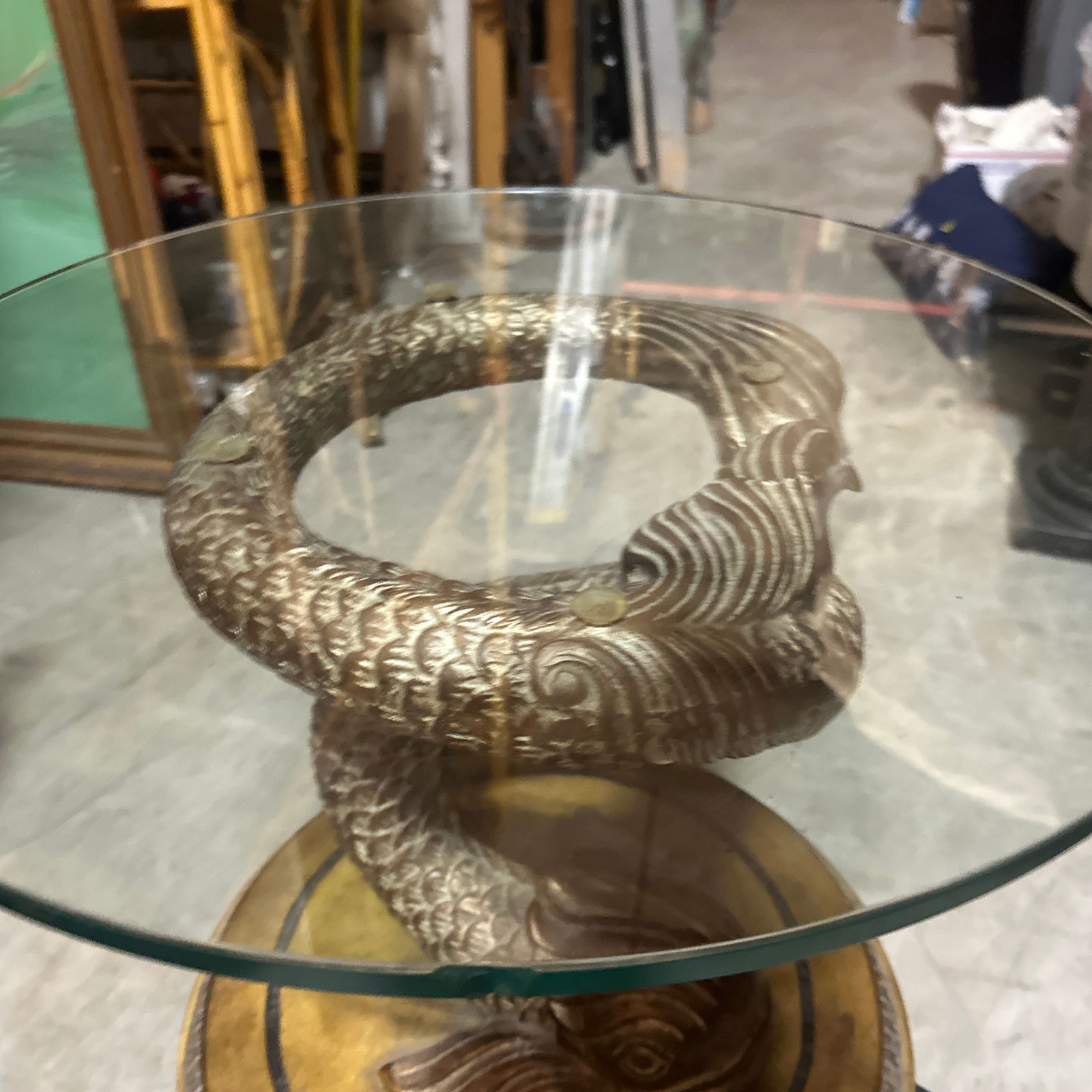 1970s Dolphin Koi Baroque Side Table With Drawer - 4