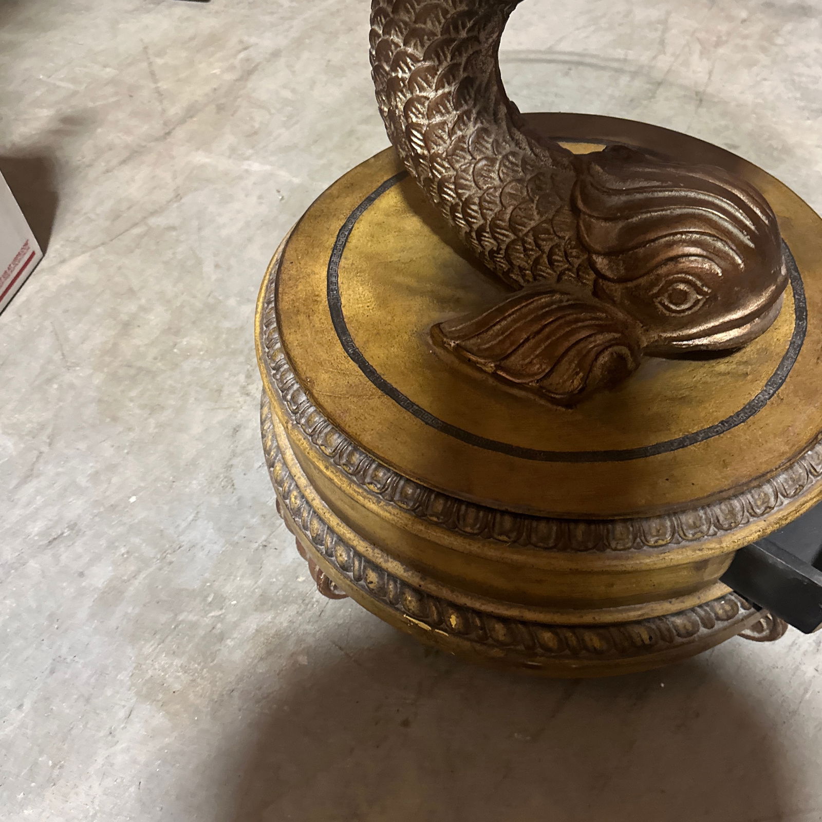 1970s Dolphin Koi Baroque Side Table With Drawer - 5
