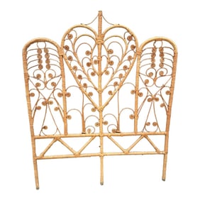 1970s Wicker Twin Headboard With Heart Details