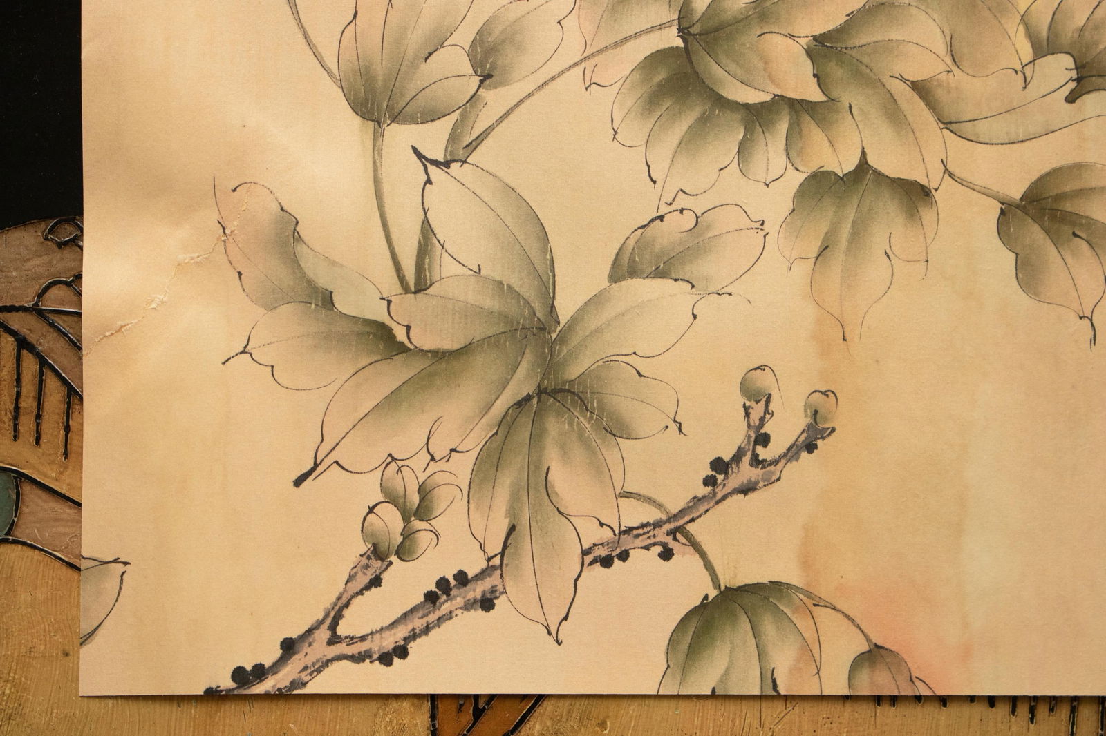 C. 1950s Vintage Chinese Watercolor Scroll Painting of Peony Flower on Silk - 6