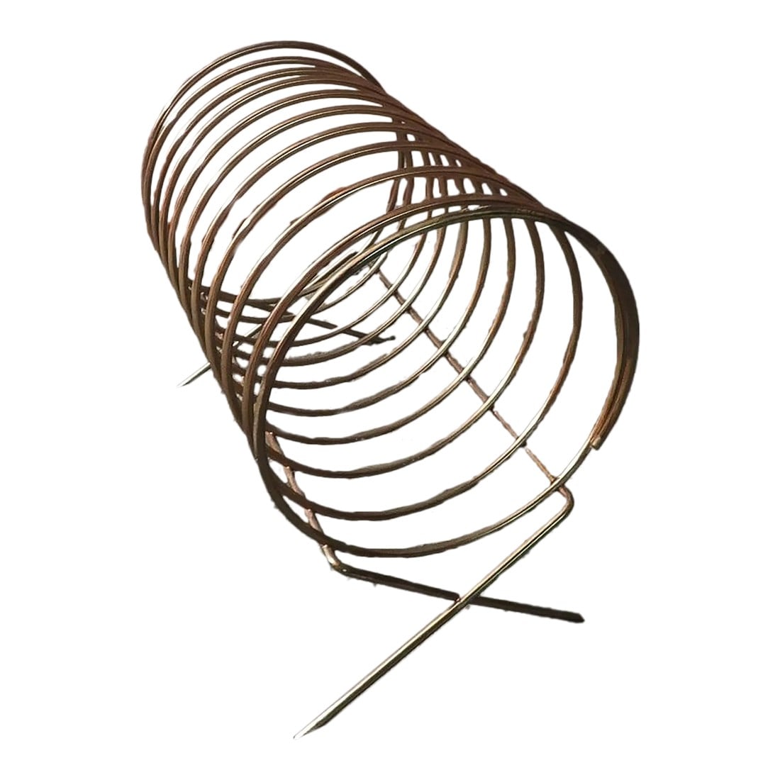 Atomic Vintage 1950s Mid-Century Modern Brass Coil Vinyl Record Holder Magazine Book Rack: This marvelous Mid Century Modern, vintage 1950s record or magazine holder is created in gorgeous brass and is shaped into an atomic coil with slots to hold records, magazines or books and 4 angled