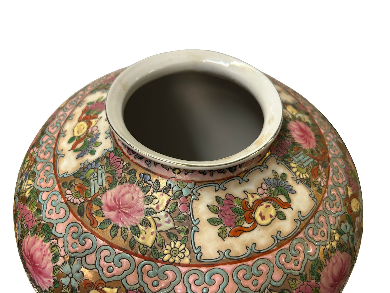 Vintage Chinese Famille Rose People Scenery Oval Round Porcelain Vase - 8