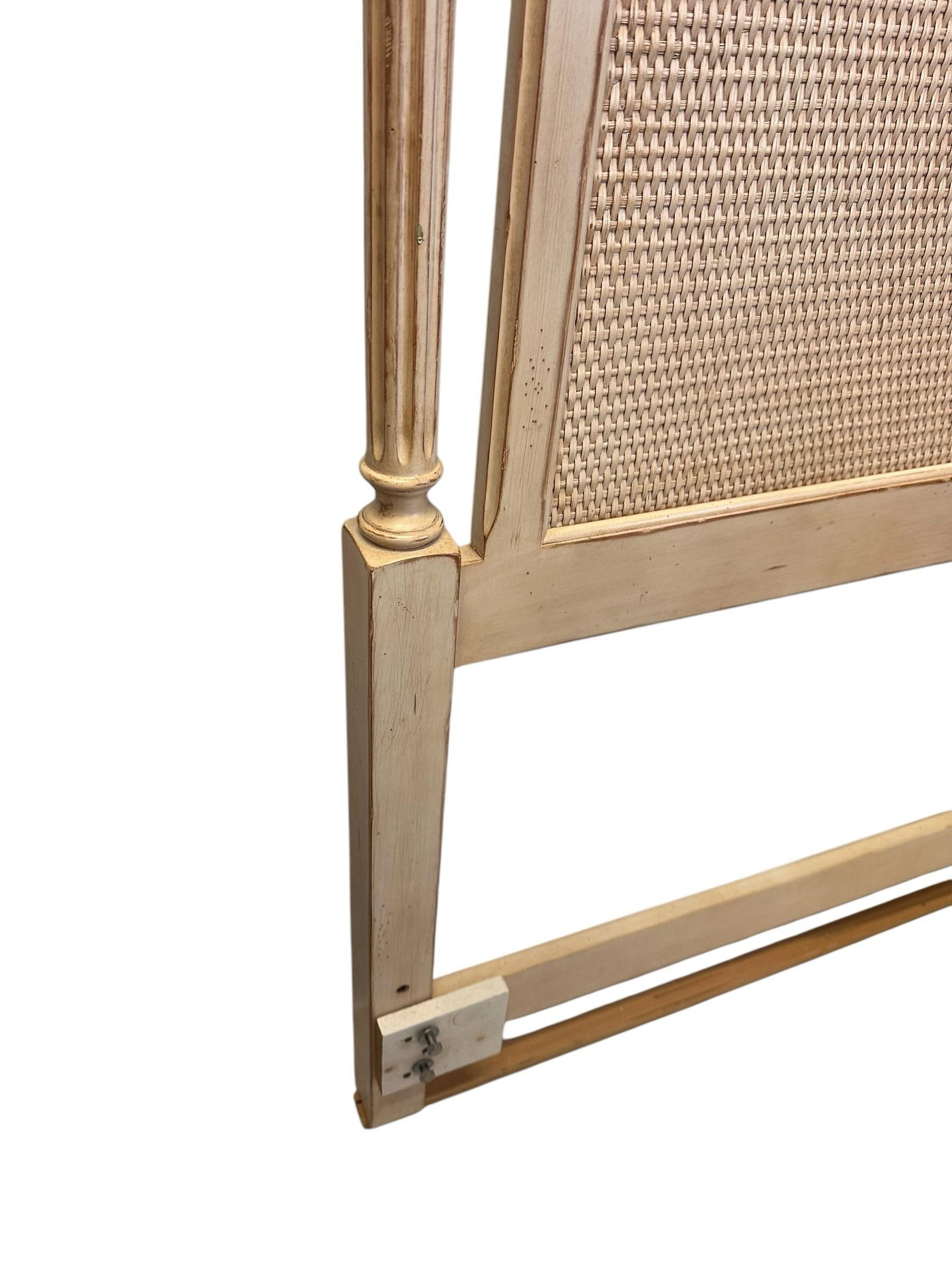 Vintage French Provincial Cream Rattan Twin Headboard - 10