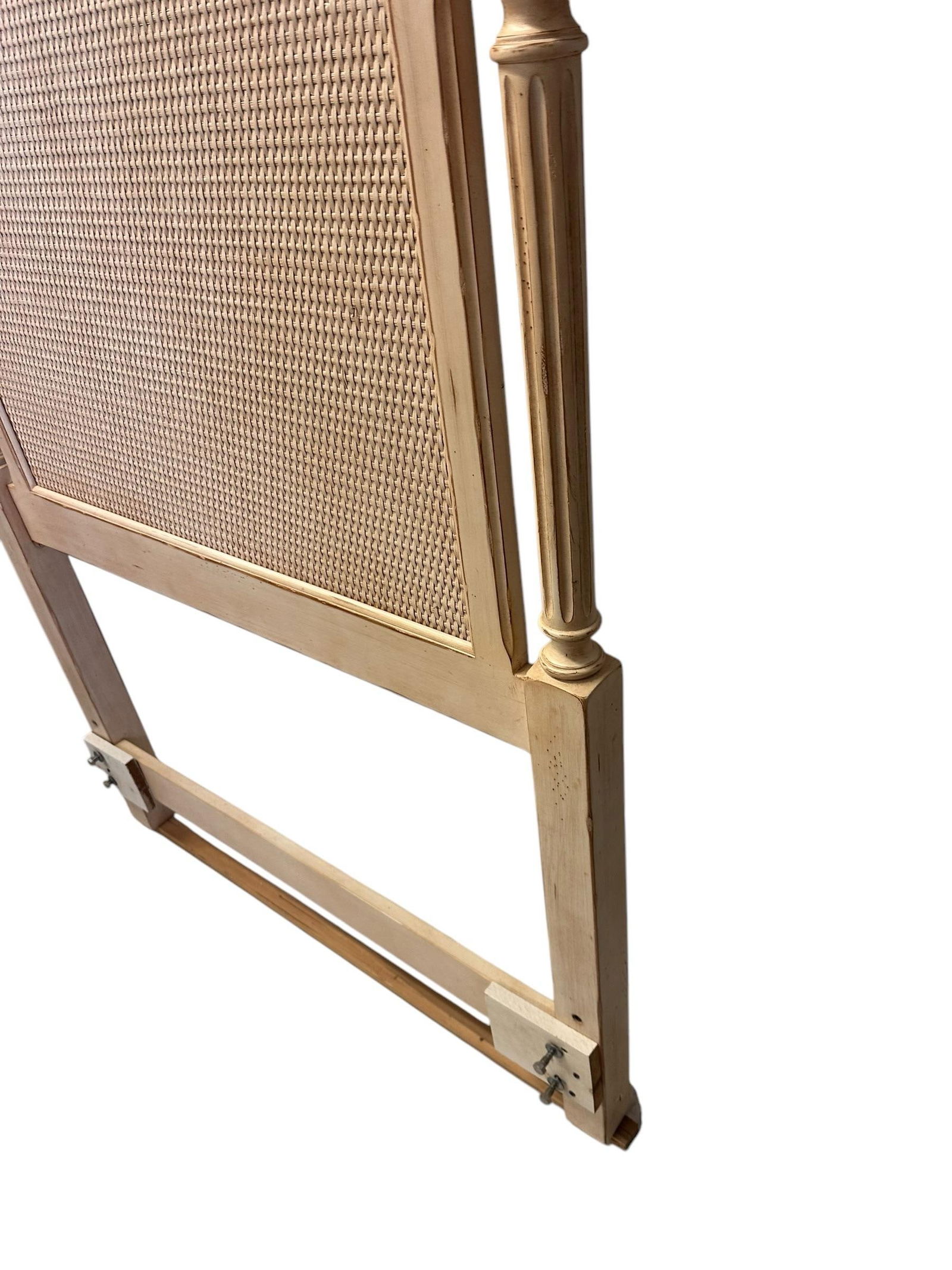 Vintage French Provincial Cream Rattan Twin Headboard - 4