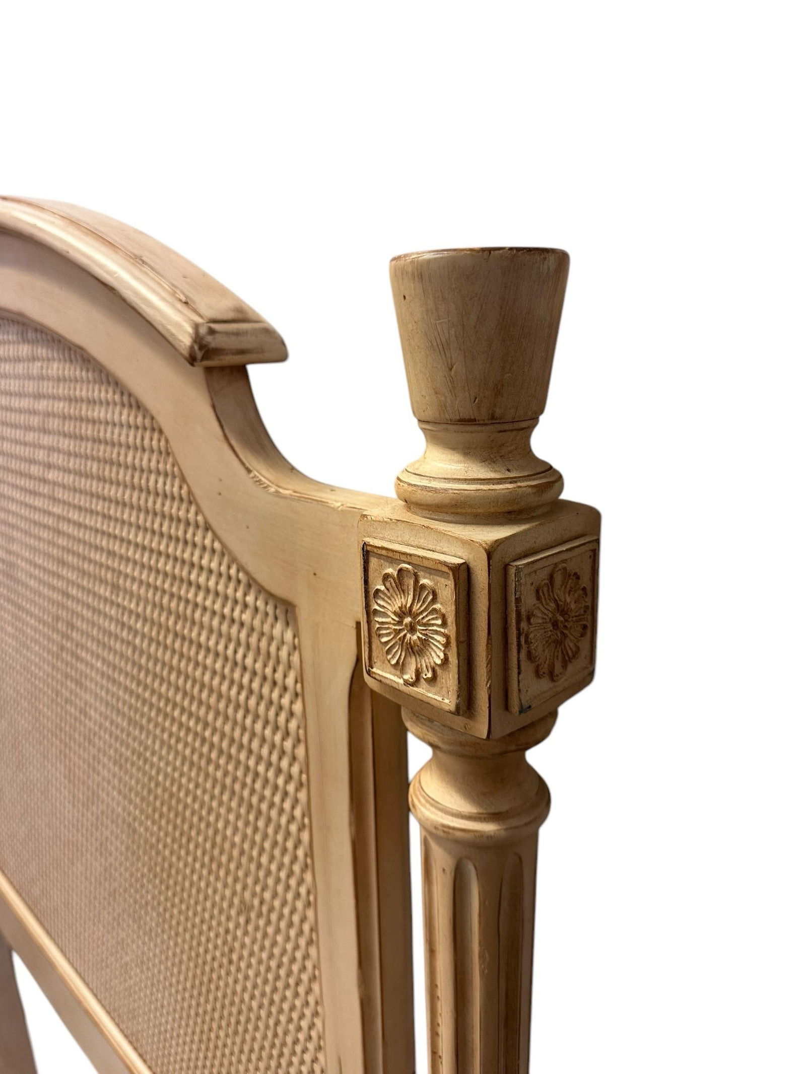 Vintage French Provincial Cream Rattan Twin Headboard - 5