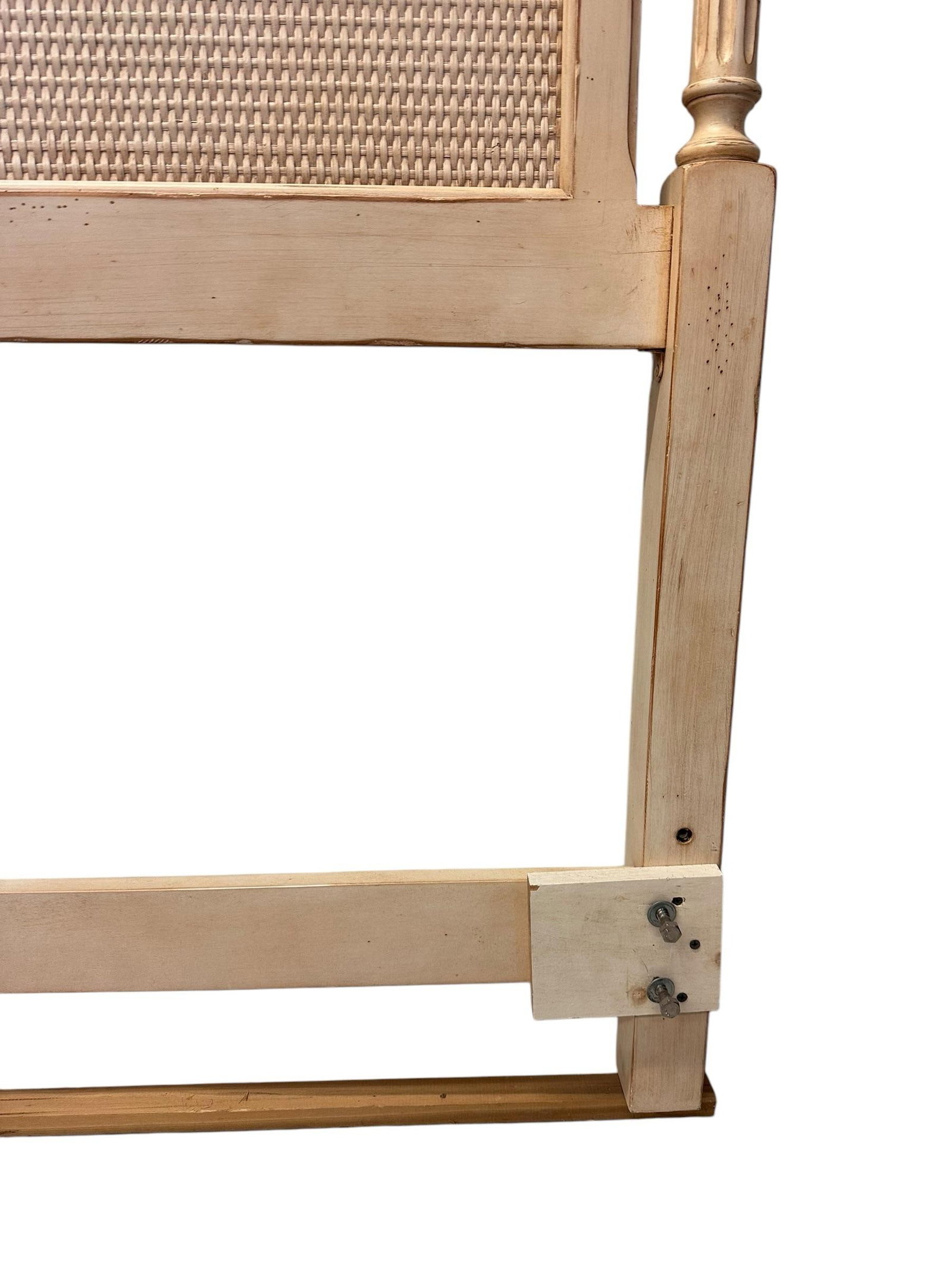 Vintage French Provincial Cream Rattan Twin Headboard - 9