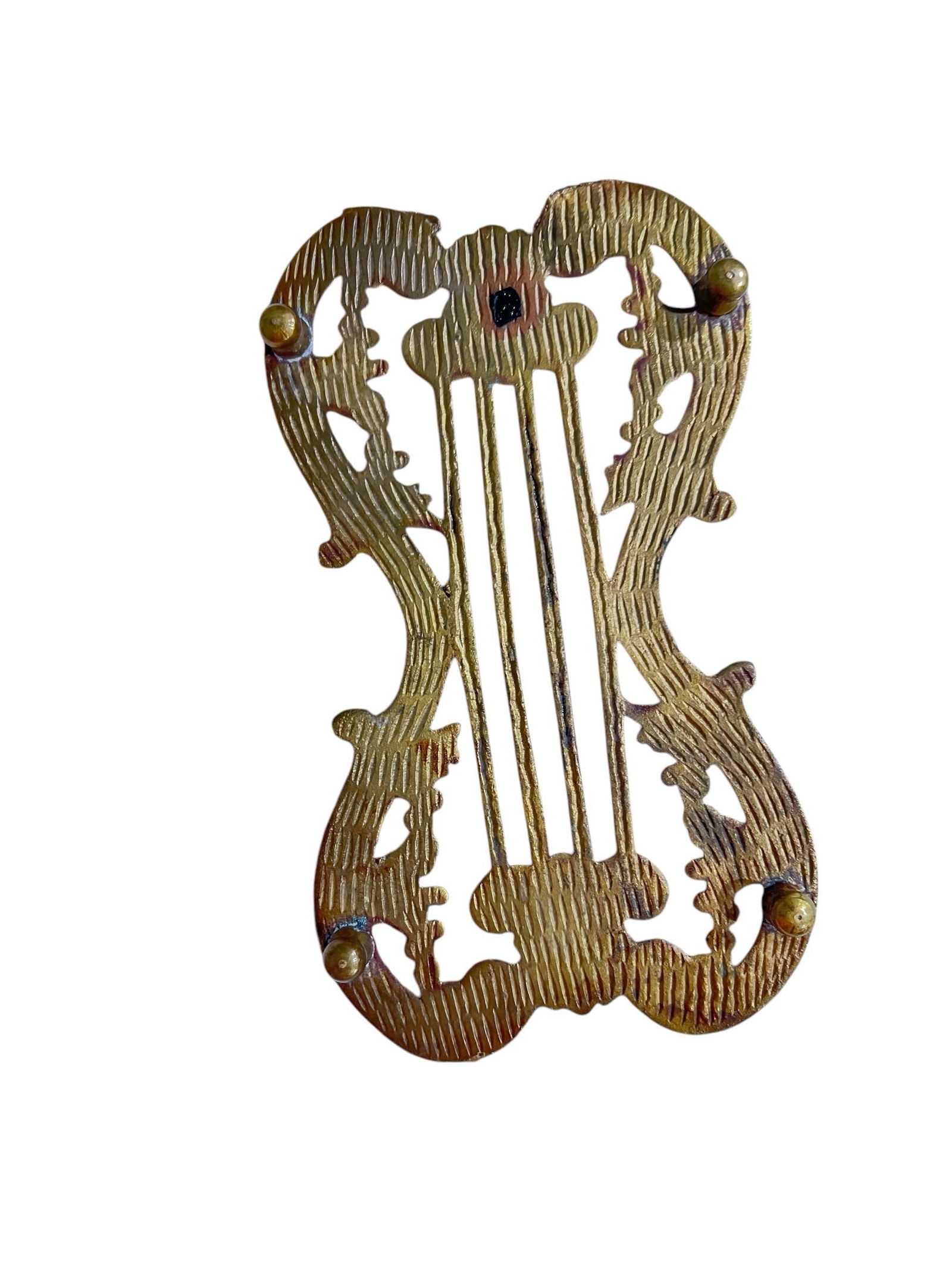 Vintage Brass Harp Trivet or Plant Stand - 2