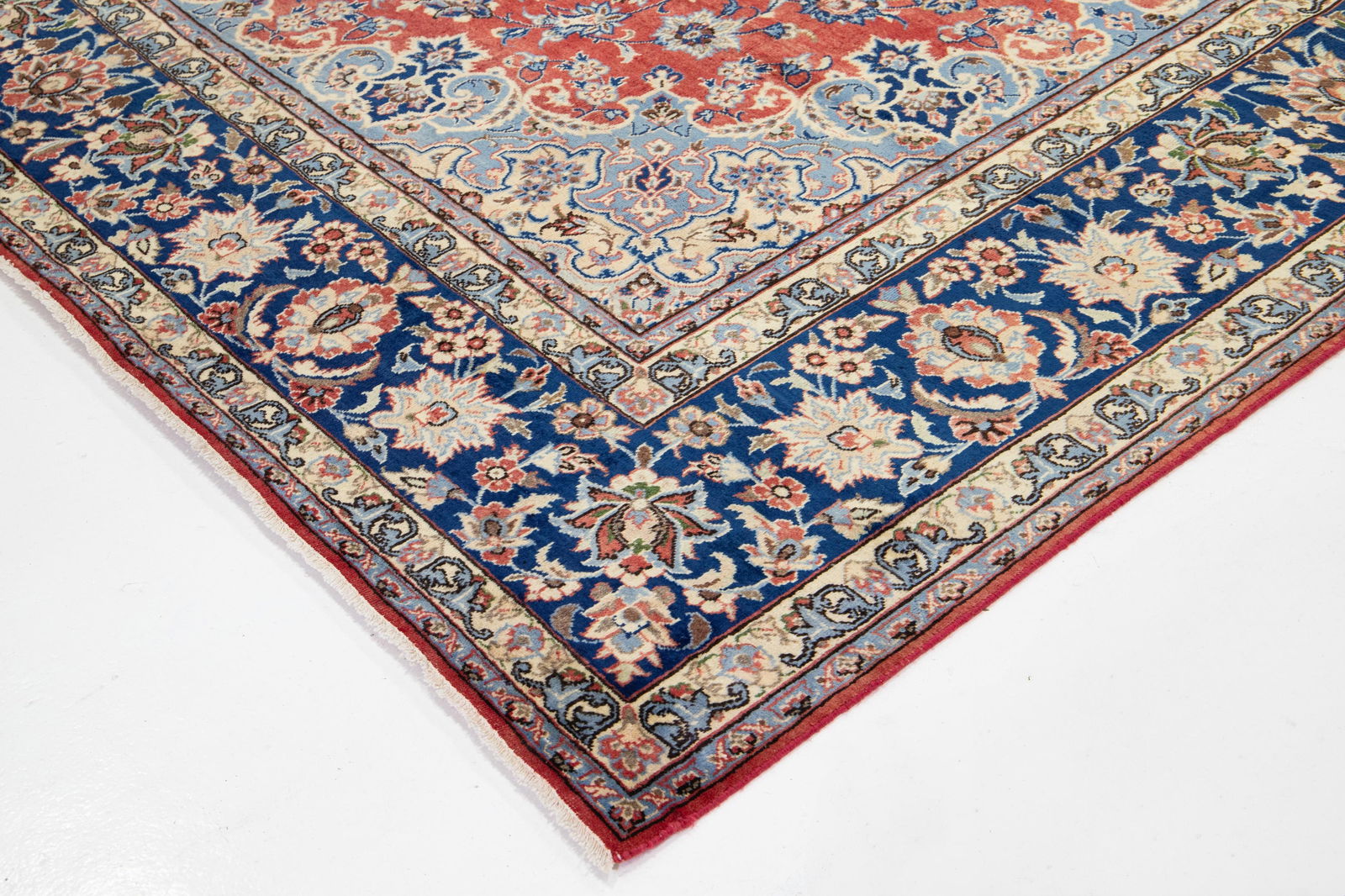 Vintage Persian Isfahan Red Wool Rug With Rosette Motif - 10