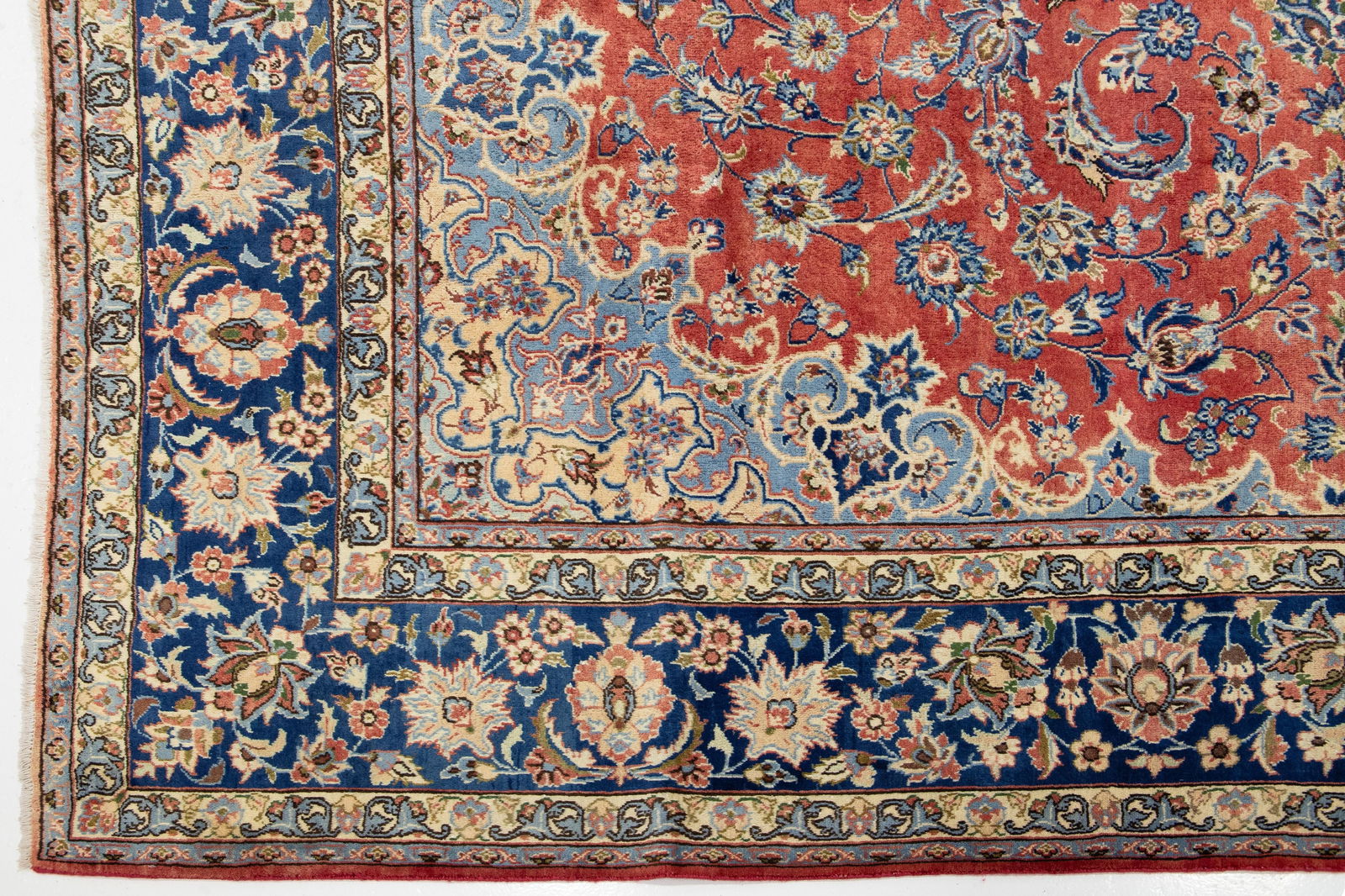 Vintage Persian Isfahan Red Wool Rug With Rosette Motif - 8