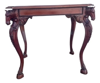 Mahogany Horse Head Side Table With Hoofed Feet