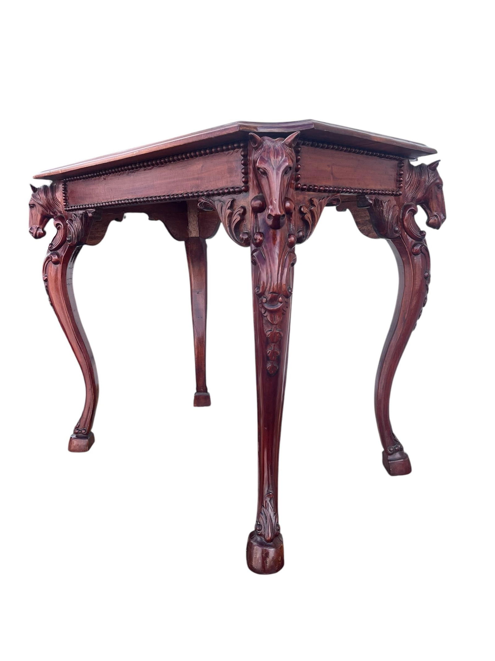 Mahogany Horse Head Side Table With Hoofed Feet - 2