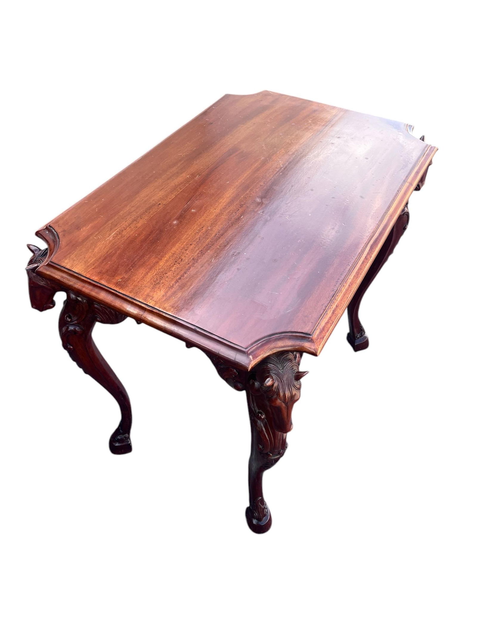 Mahogany Horse Head Side Table With Hoofed Feet - 4