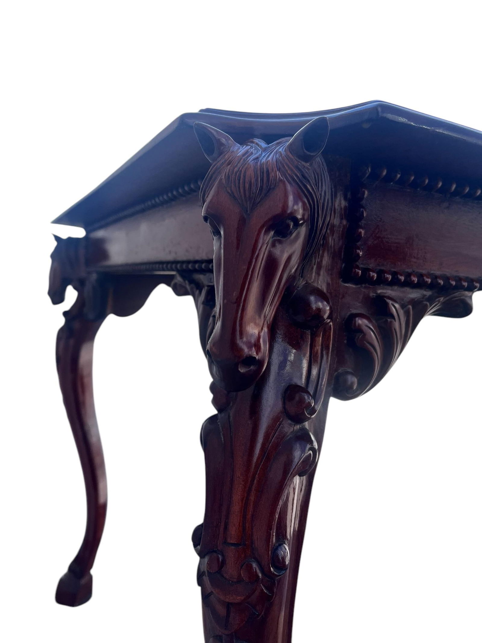 Mahogany Horse Head Side Table With Hoofed Feet - 7