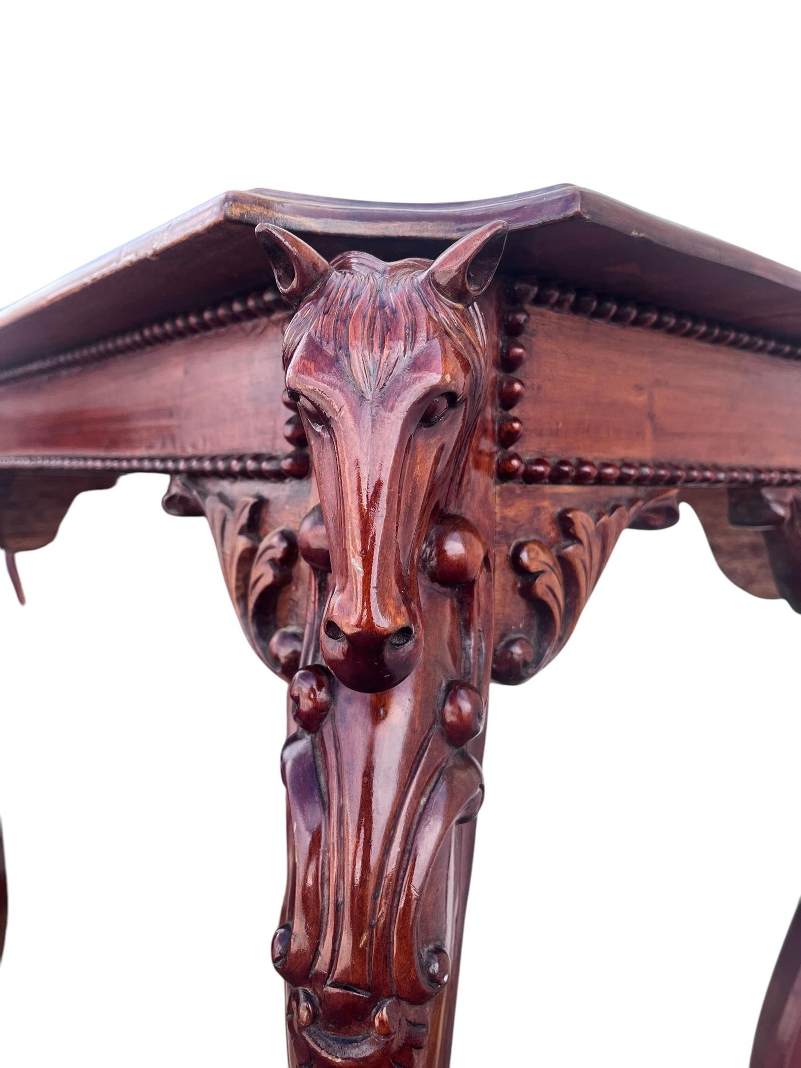 Mahogany Horse Head Side Table With Hoofed Feet - 8