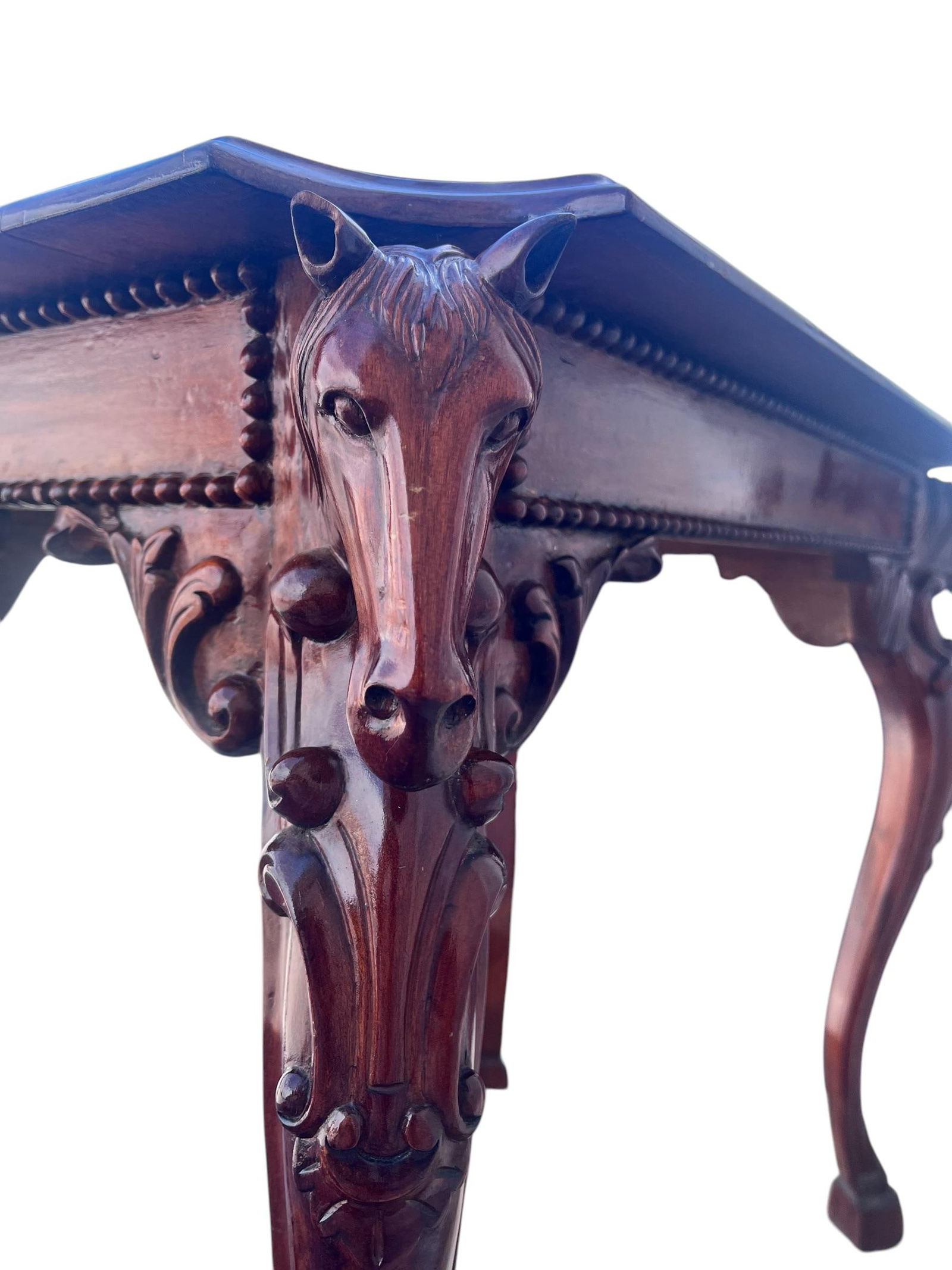 Mahogany Horse Head Side Table With Hoofed Feet - 9
