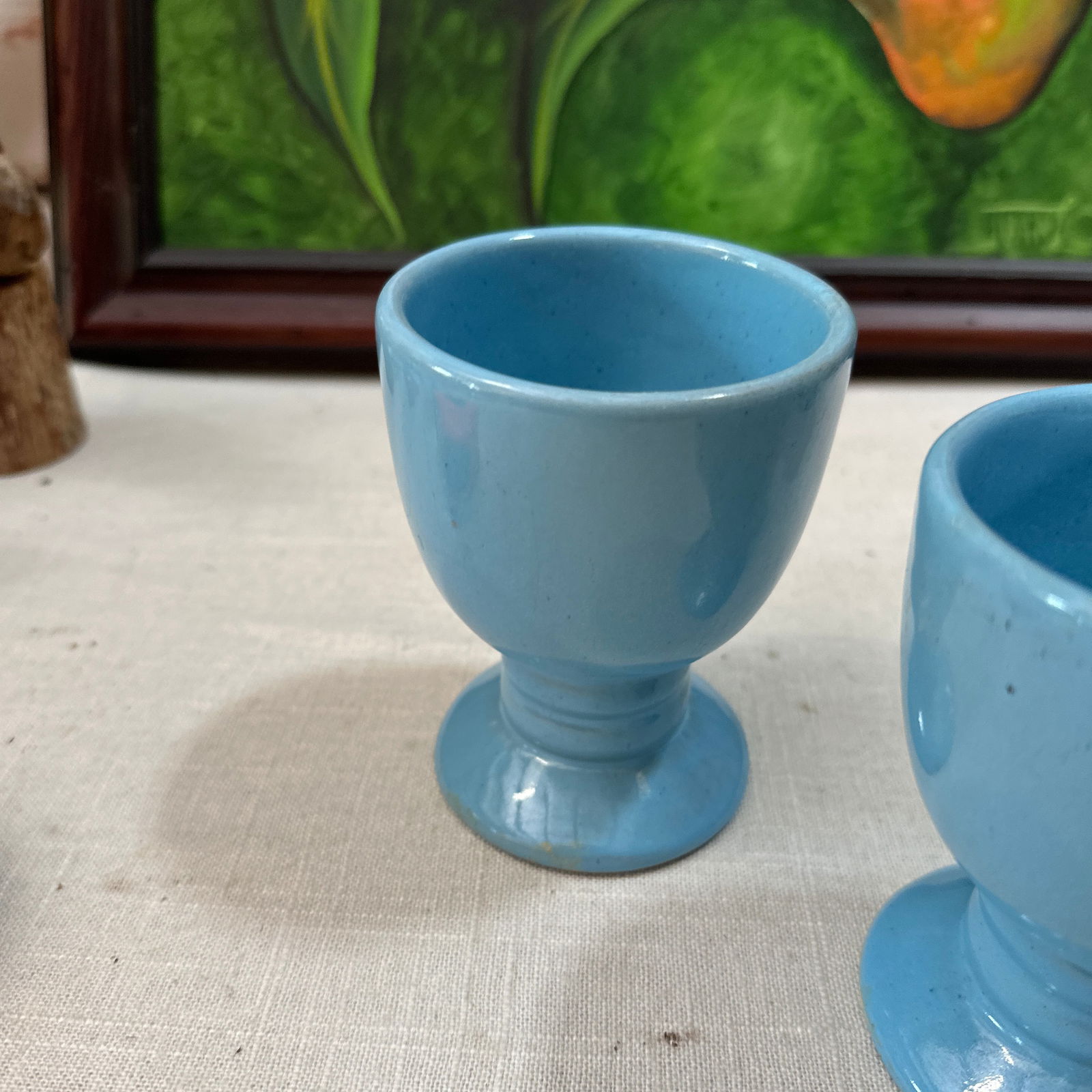 1970s Frankoma Collection of Blue Ceramic Cups- Set of 4 - 2