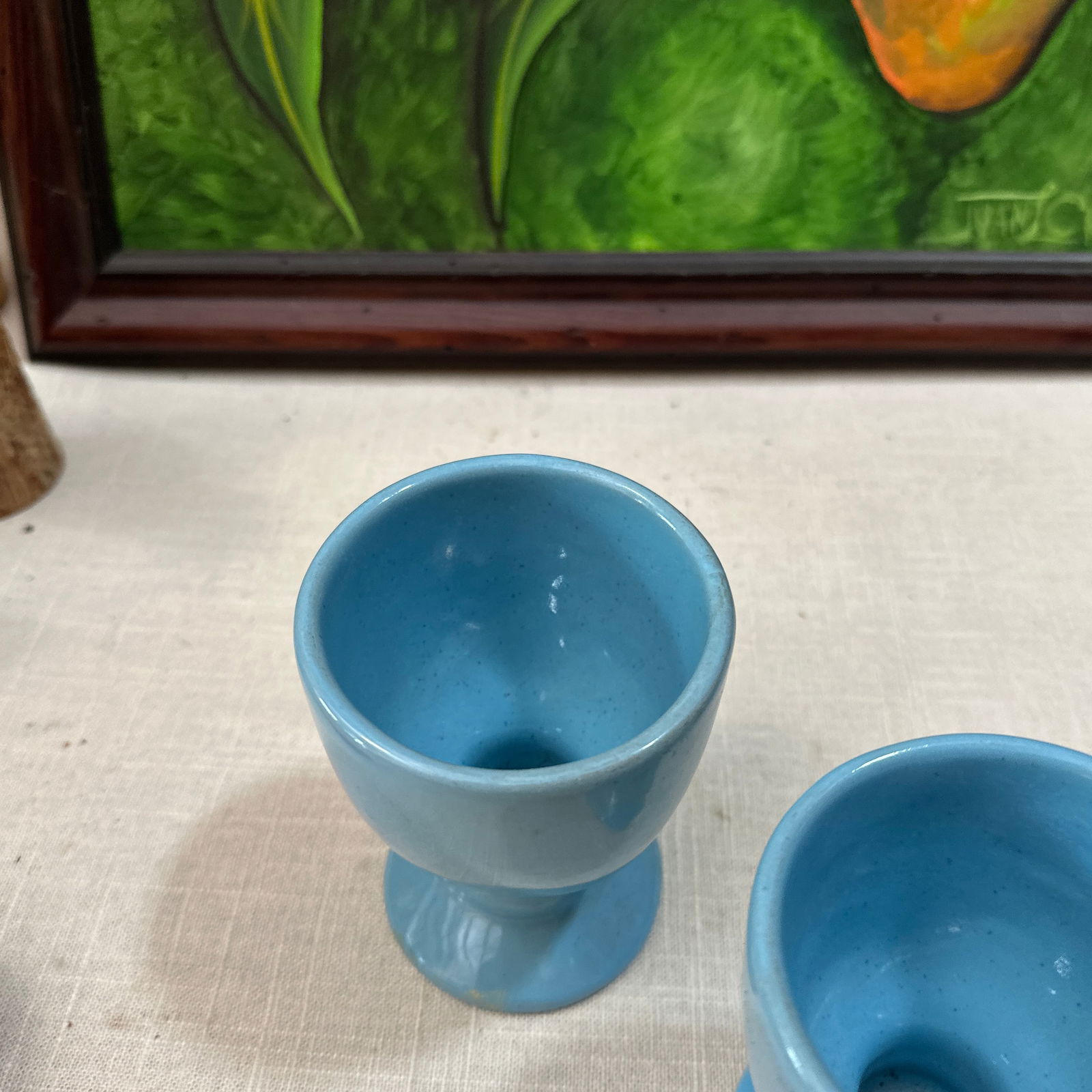 1970s Frankoma Collection of Blue Ceramic Cups- Set of 4 - 3
