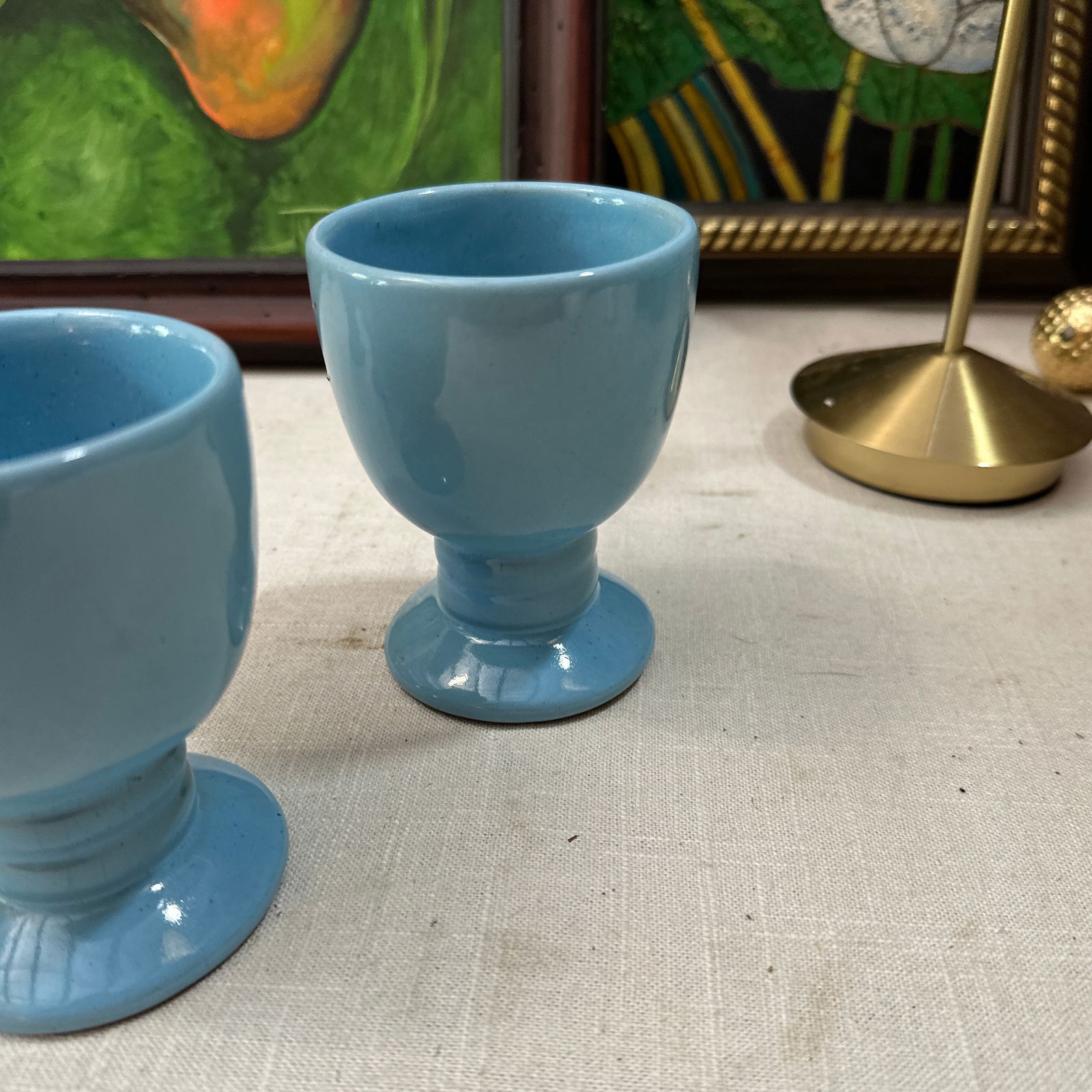1970s Frankoma Collection of Blue Ceramic Cups- Set of 4 - 6