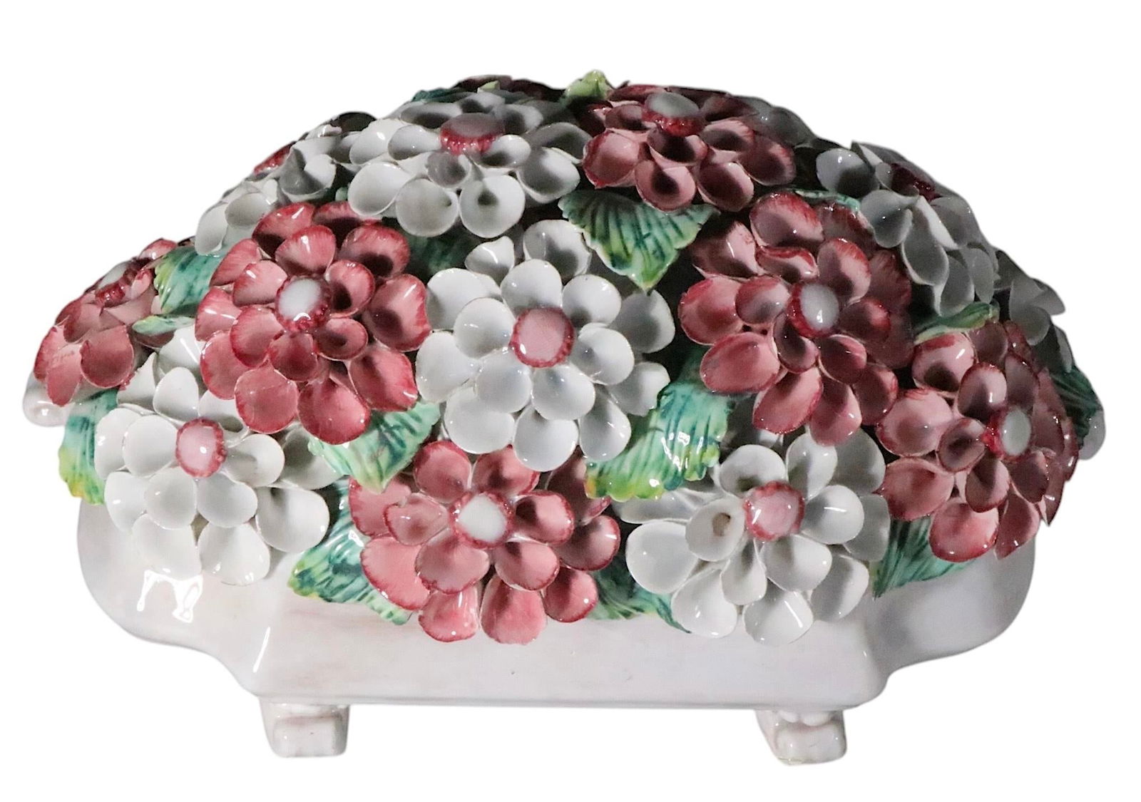 Mid Century Capodimonte Style Ceramic Floral Centerpiece, Made in Italy - 11