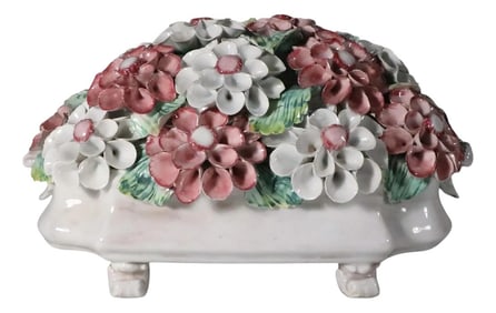 Mid Century Capodimonte Style Ceramic Floral Centerpiece, Made in Italy