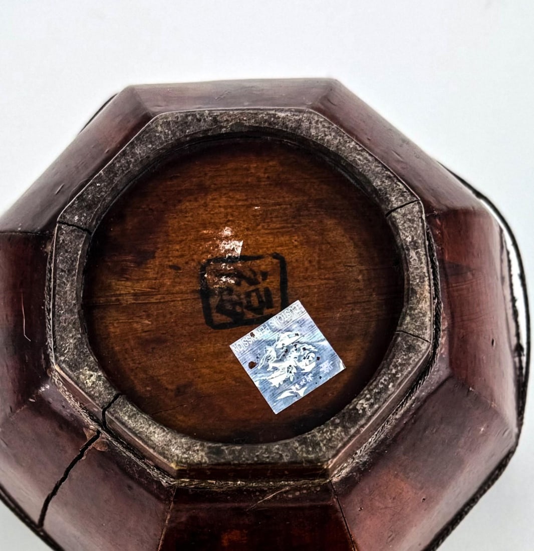 19th Century Chinese Wooden Teapot Caddy Basket Qing Dynasty - 12