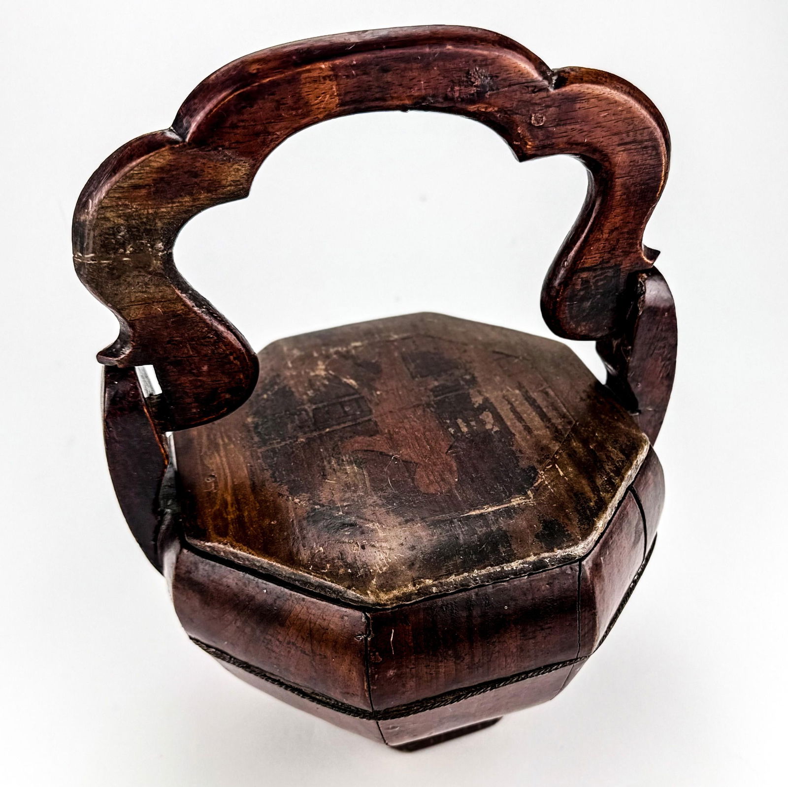 19th Century Chinese Wooden Teapot Caddy Basket Qing Dynasty - 2